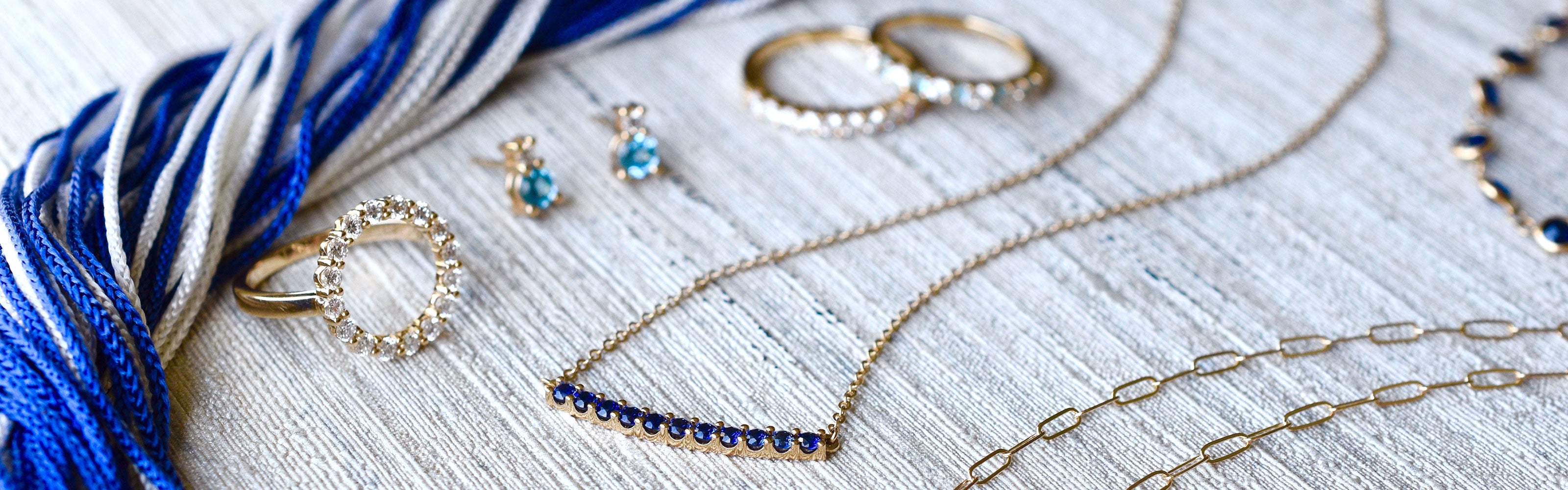 Sapphire Gradient Mini Heart Pendant Necklace