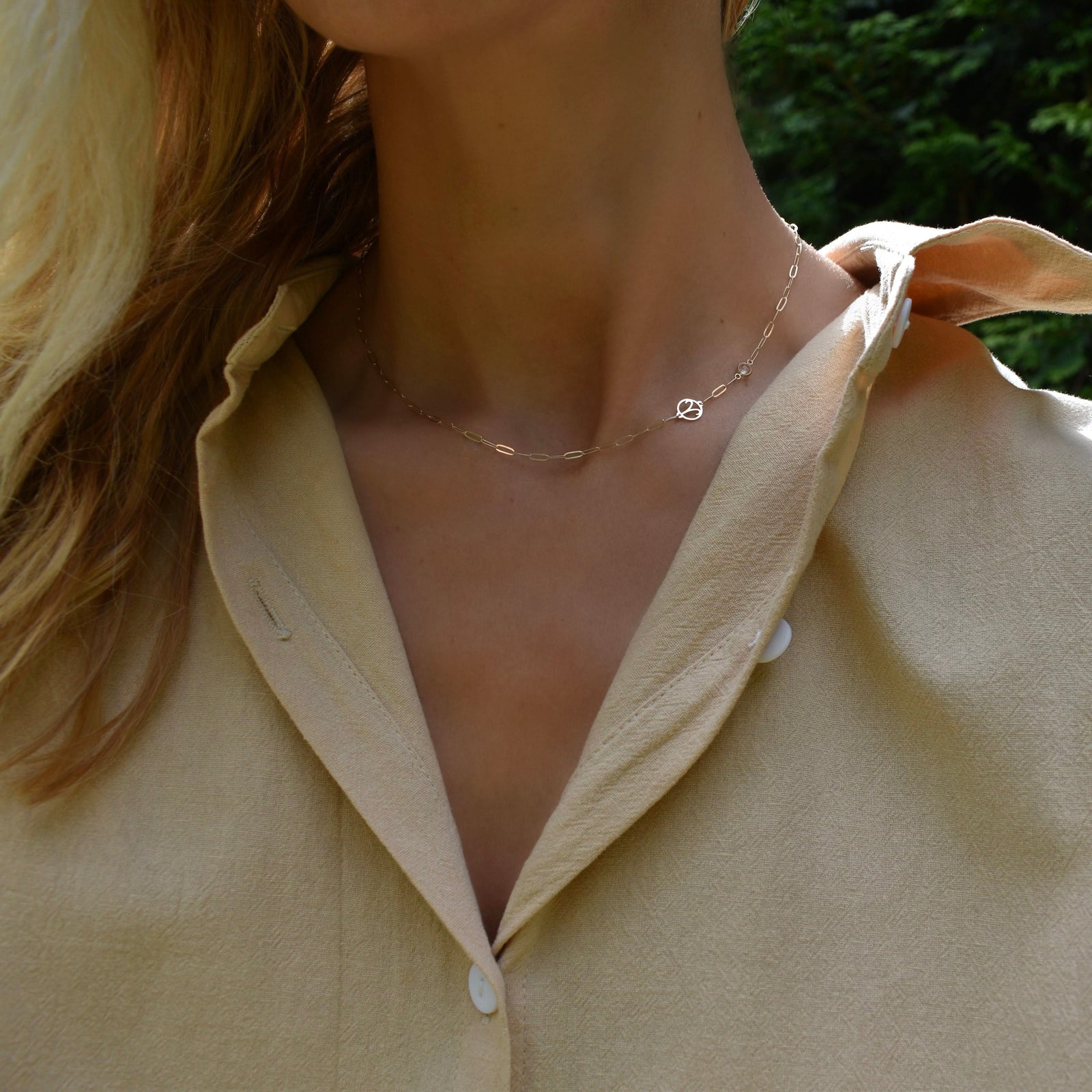 Aries & Birthstone Necklace on Adelaide Mini in 14k Gold