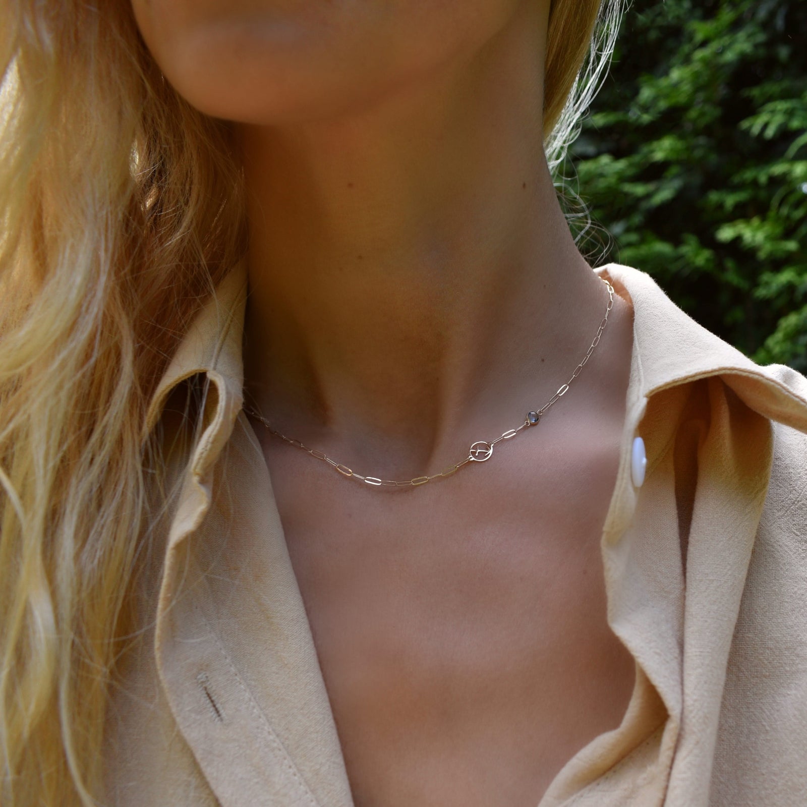 Sagittarius & Birthstone Necklace on Adelaide Mini in 14k Gold