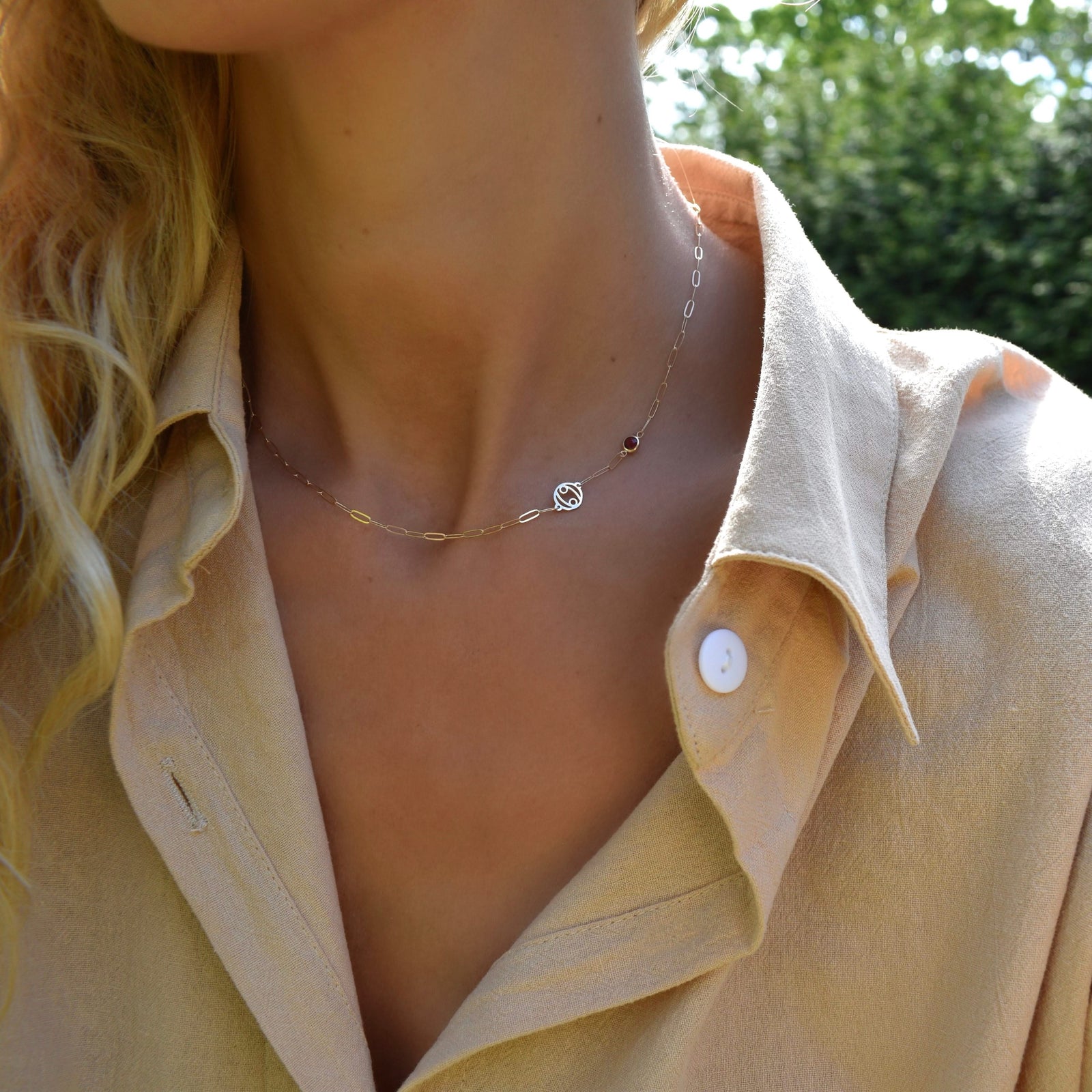 Zodiac & Birthstone Adelaide Mini Necklace in 14k Gold