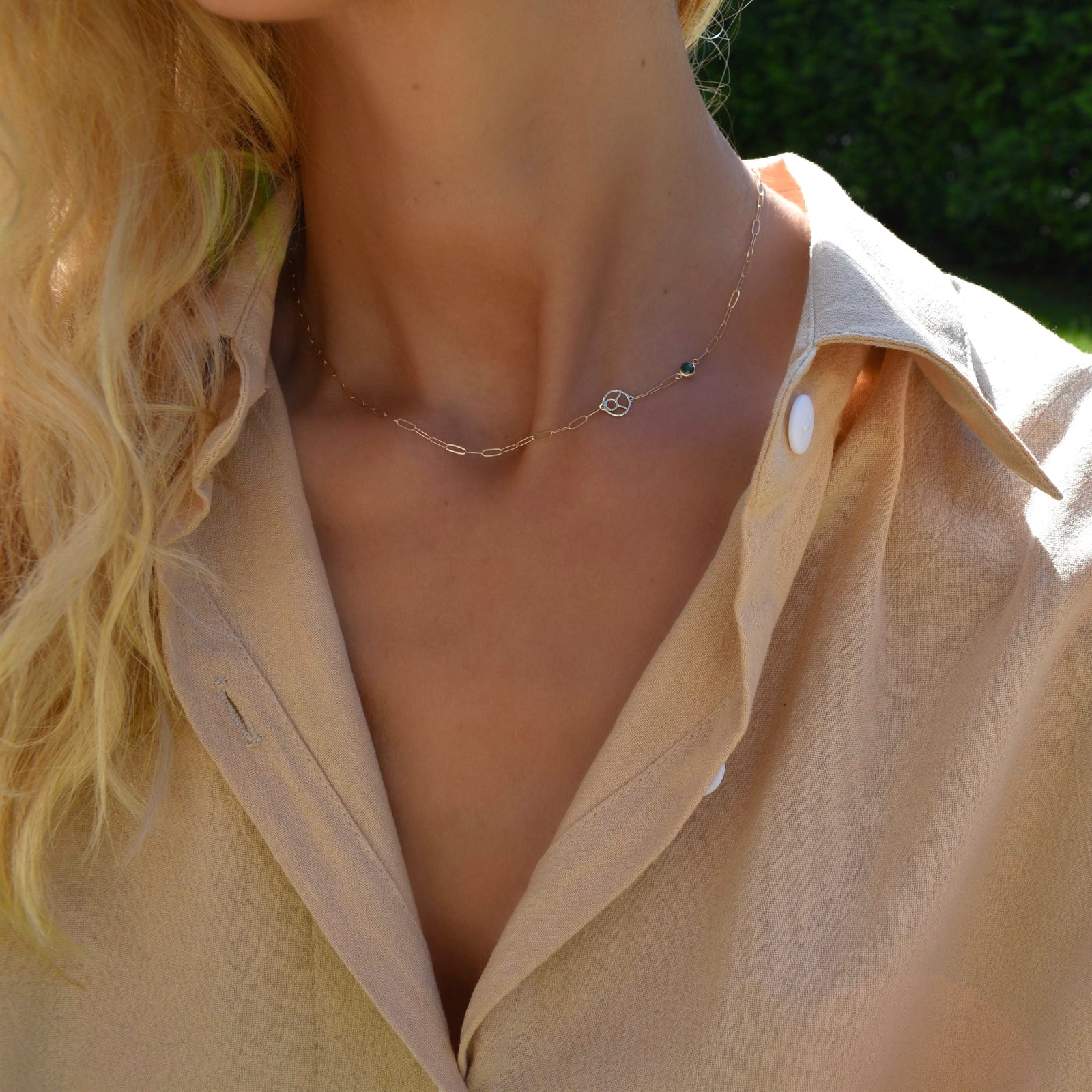 Taurus & Birthstone Necklace on Adelaide Mini in 14k Gold