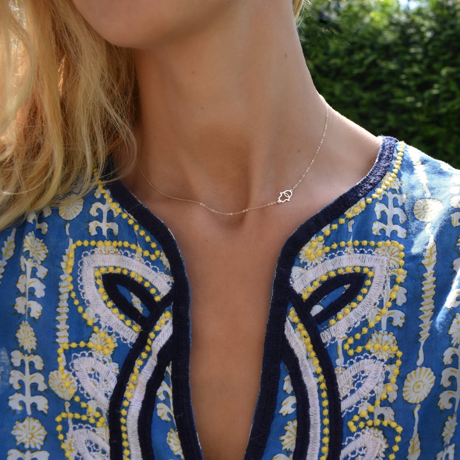 Hamsa Necklace in 14k Gold