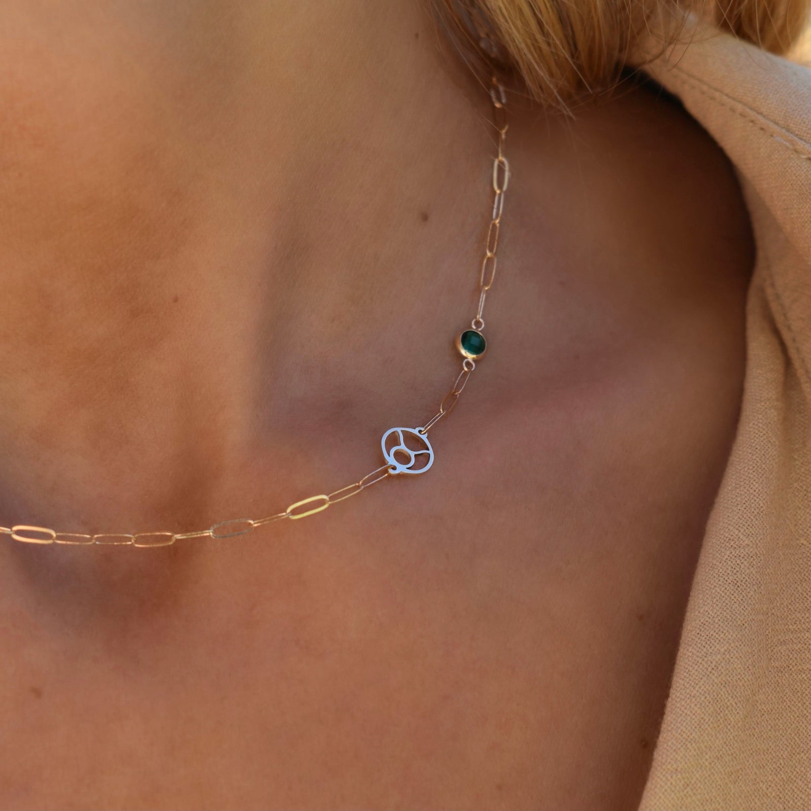 Taurus & Birthstone Necklace on Adelaide Mini in 14k Gold