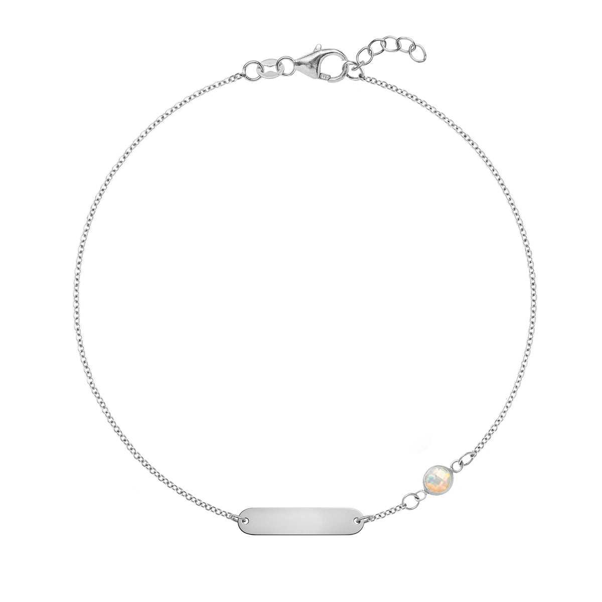 1 Nameplate & 1 Petite Opal Bracelet in 14k Gold (October)