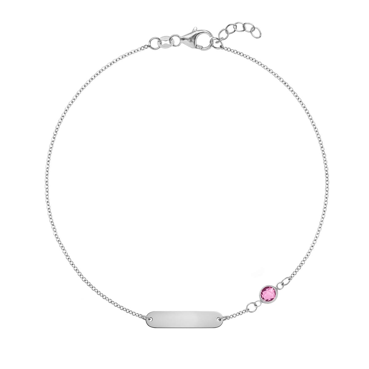 1 Nameplate & 1 Petite Pink Sapphire Bracelet in 14k Gold (October)
