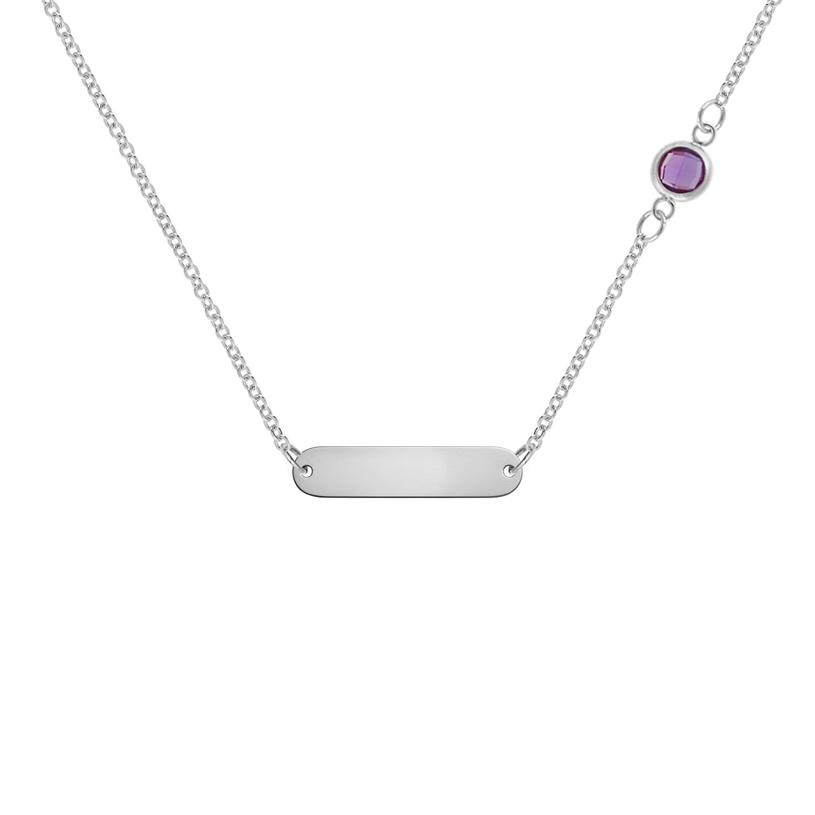1 Nameplate & 1 Petite Amethyst Necklace in 14k Gold (February)
