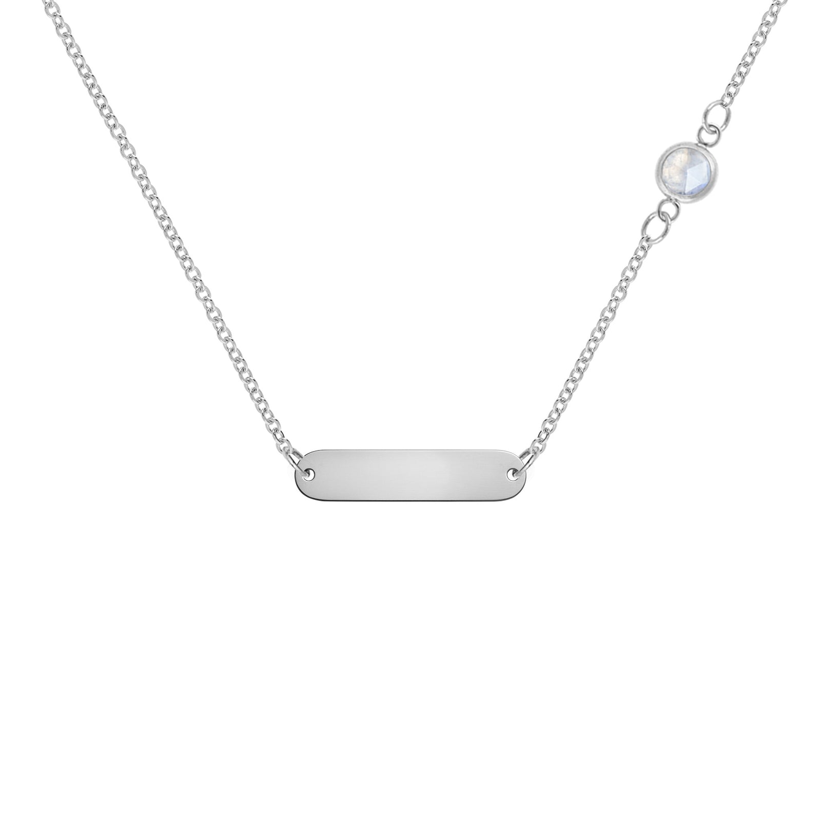 1 Nameplate & 1 Petite Moonstone Necklace in 14k Gold (June)