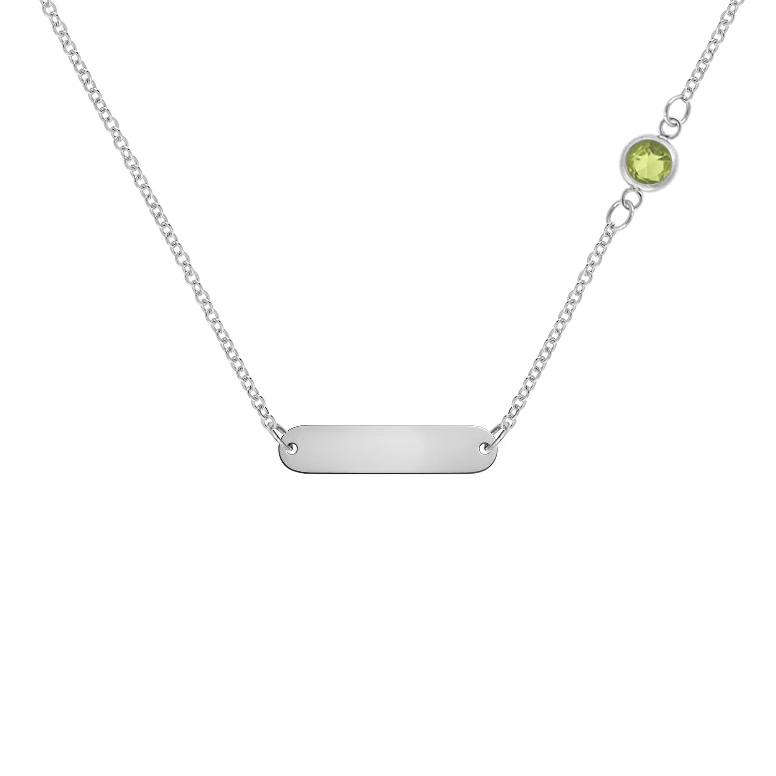 1 Nameplate & 1 Petite Peridot Necklace in 14k Gold (August)