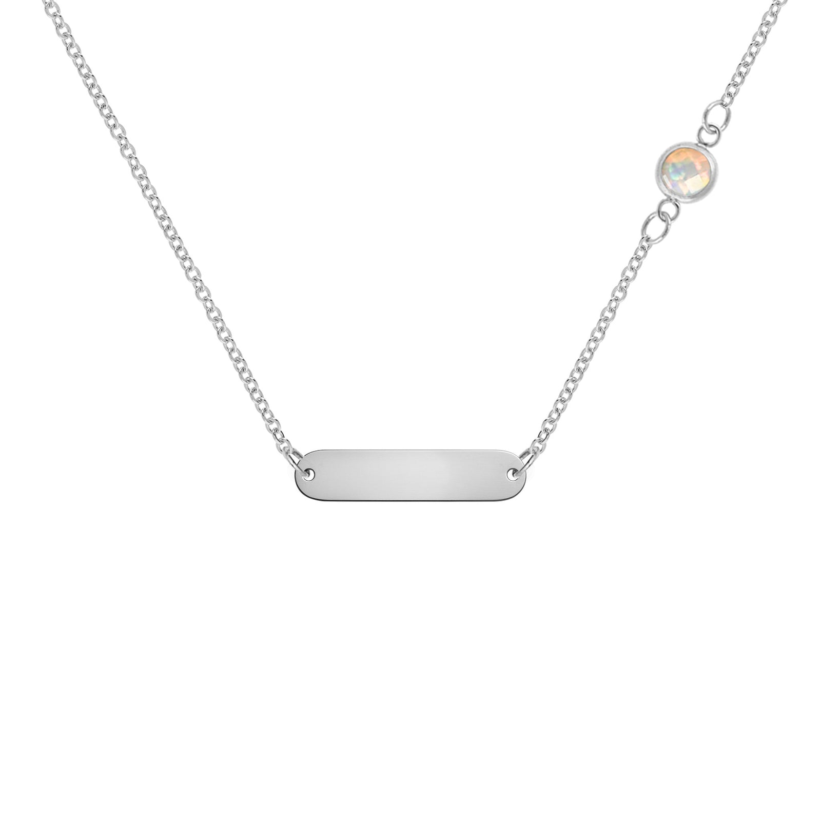 1 Nameplate & 1 Petite Opal Necklace in 14k Gold (October)