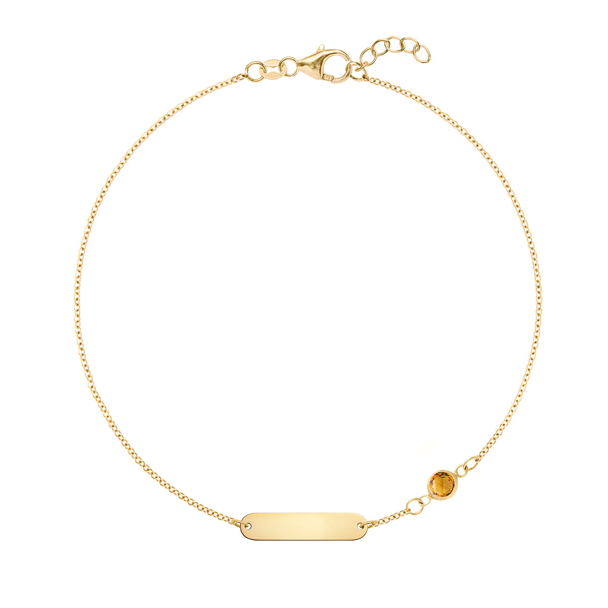 1 Nameplate & 1 Petite Citrine Bracelet in 14k Gold (November)