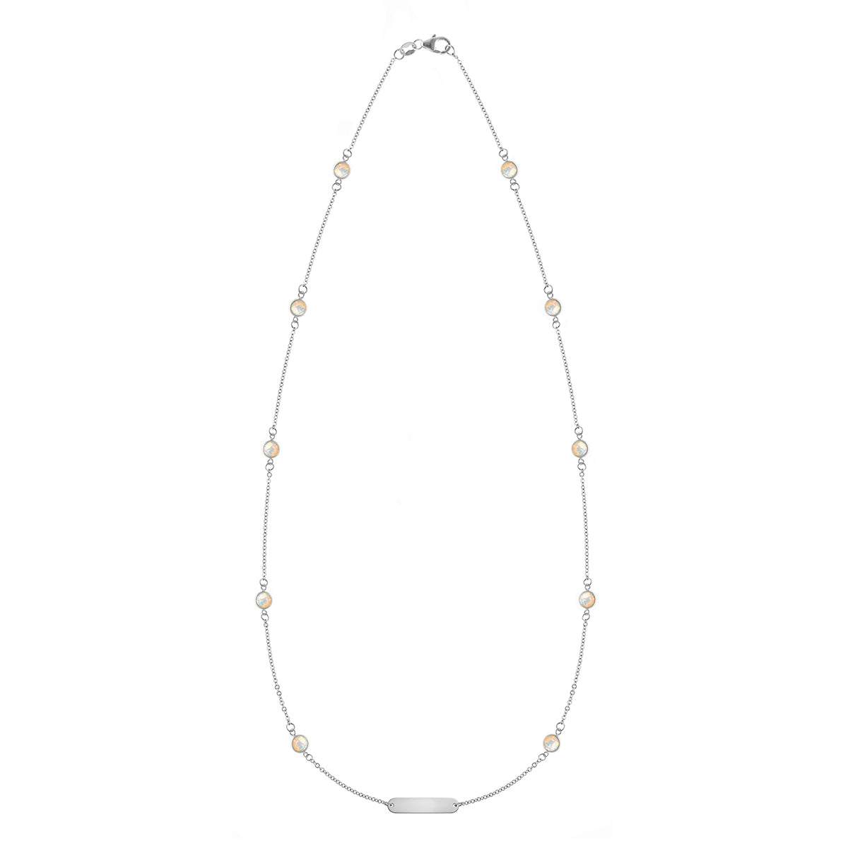 1 Nameplate & 10 Petite Opal Necklace in 14k Gold (October)