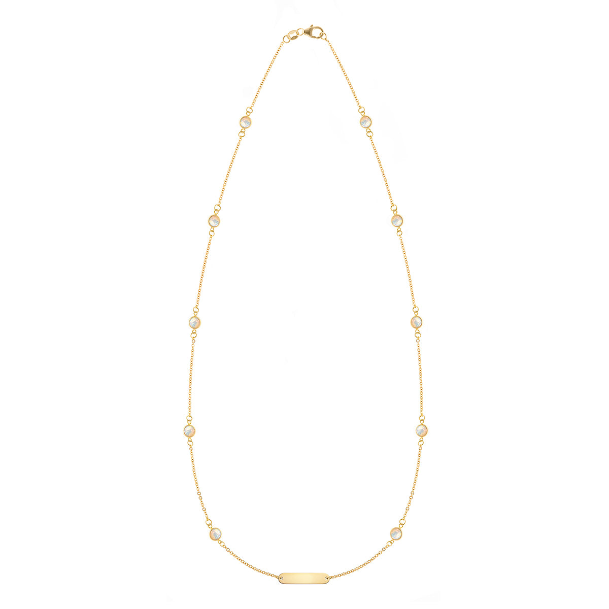 1 Nameplate & 10 Petite Opal Necklace in 14k Gold (October)