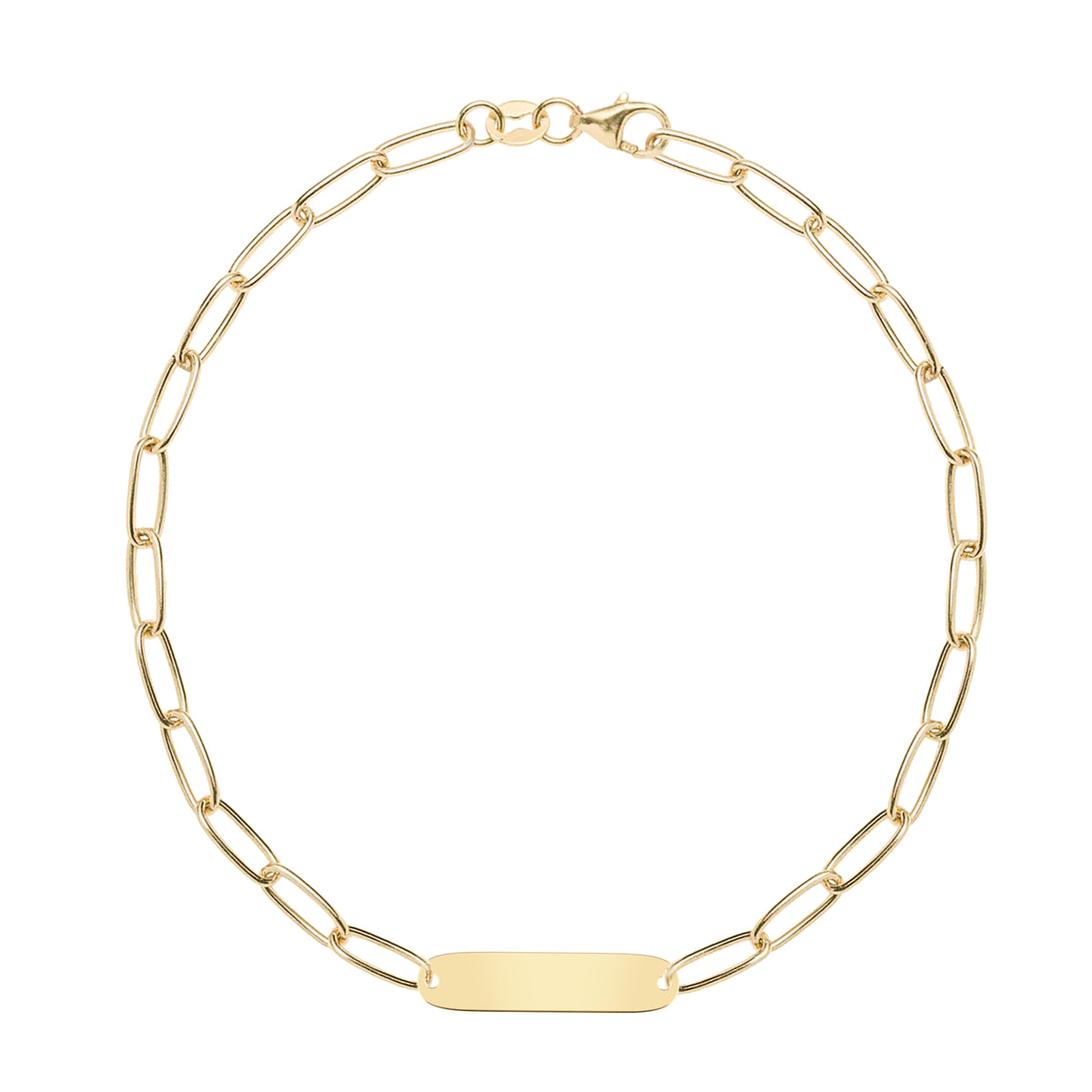 Large 1 Nameplate Bracelet on Adelaide in 14k Gold