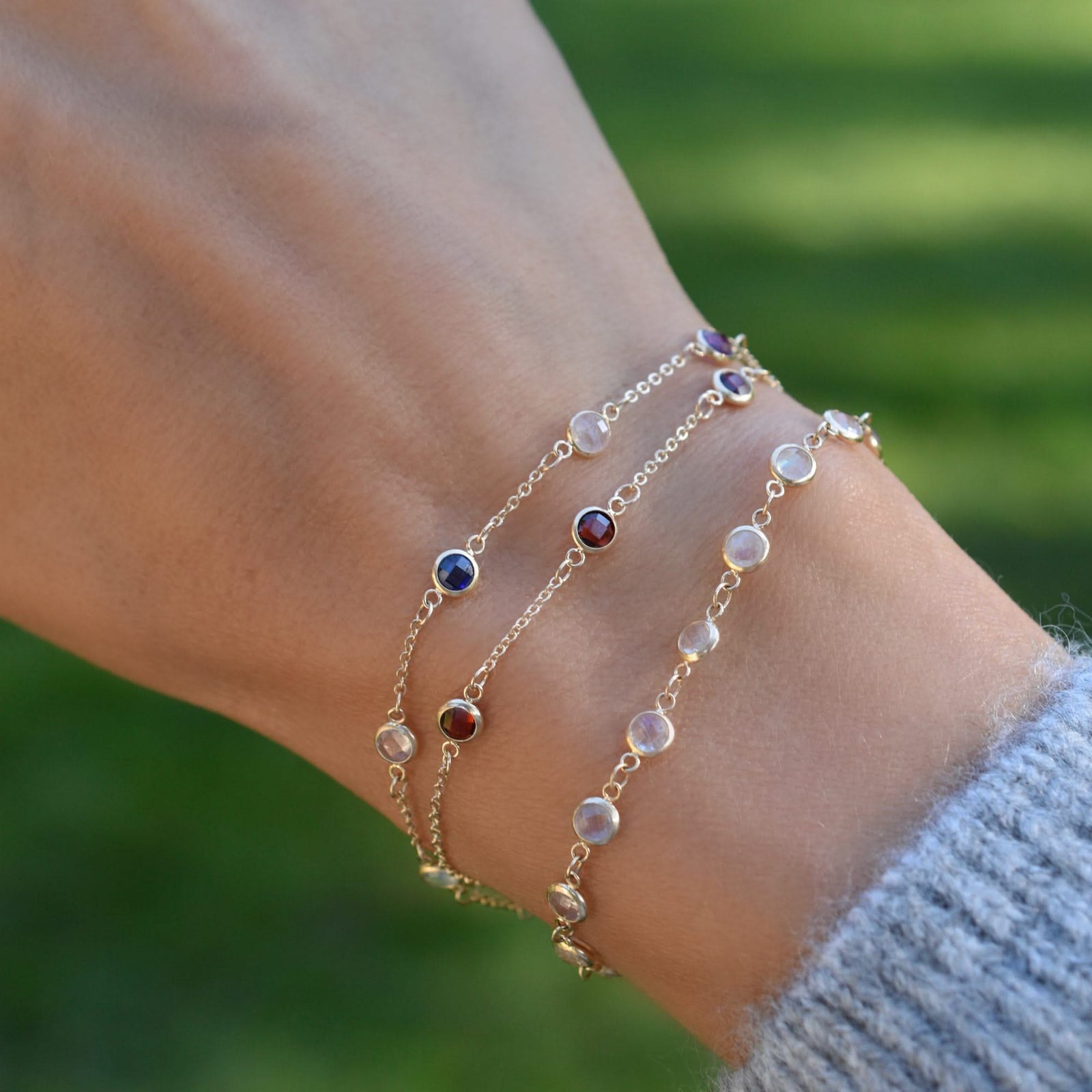 Bayberry 7 Ruby Bracelet in 14k Gold (July)