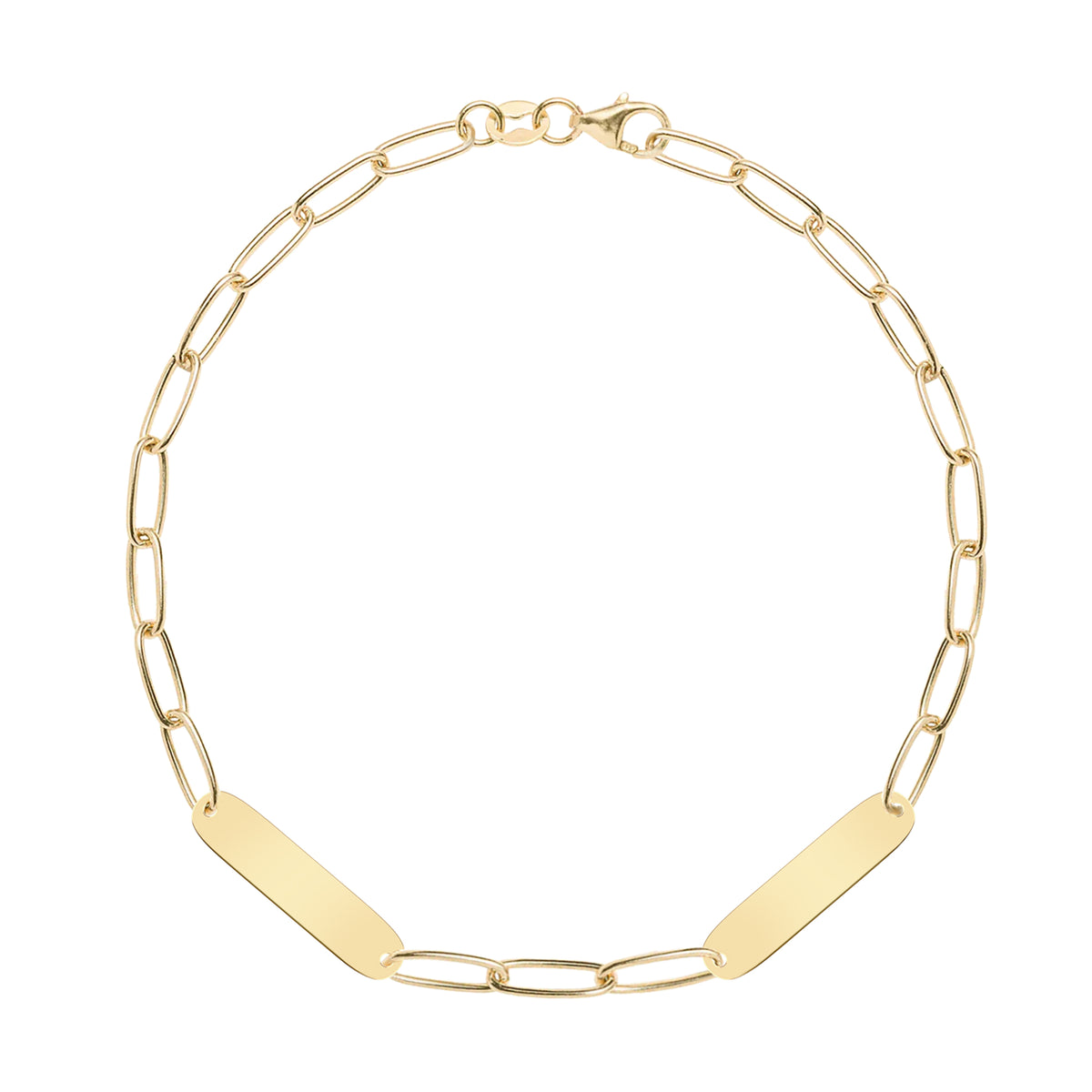Large 2 Nameplate Bracelet on Adelaide in 14k Gold