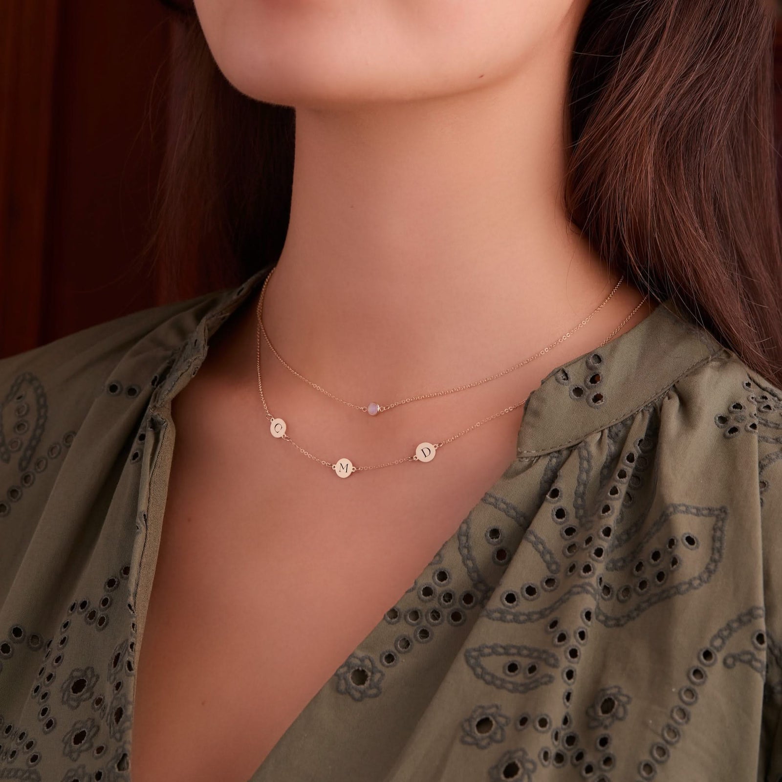 3 Letter Necklace in 14k Gold (Double Spacing)