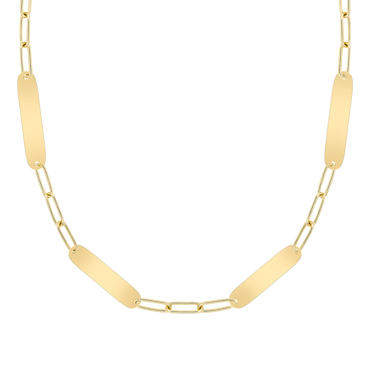 Large 4 Nameplate Necklace on Adelaide in 14k Gold