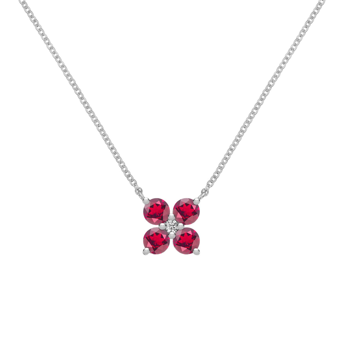 The Vault: Greenwich 4 Ruby & Diamond Necklace, White Gold Size Medium