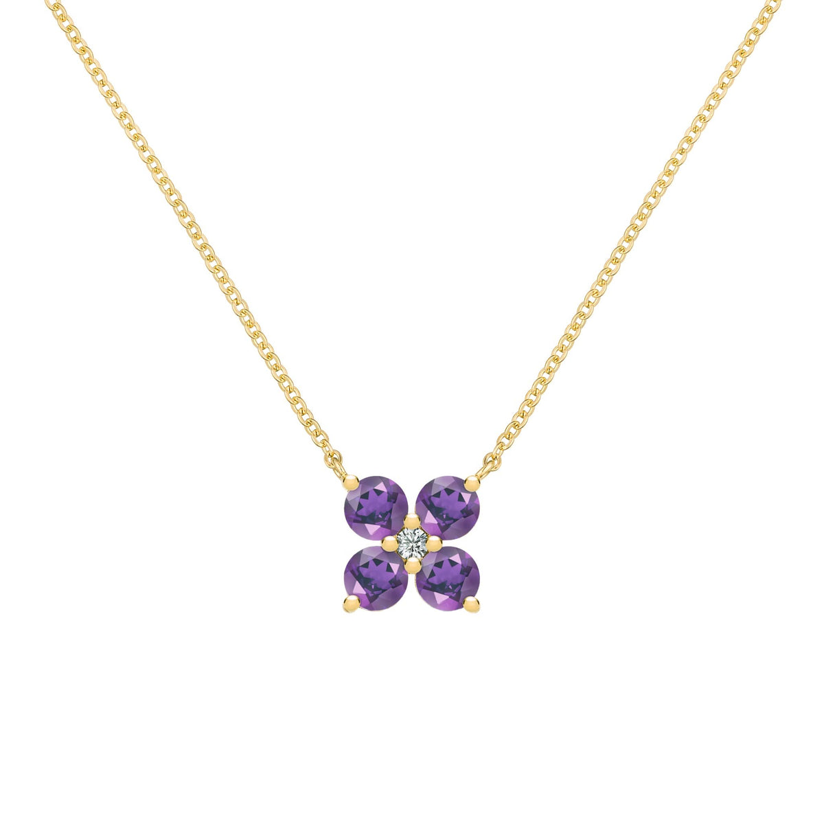 The Vault: Greenwich 4 Amethyst & Diamond Necklace, Yellow Gold Size Medium