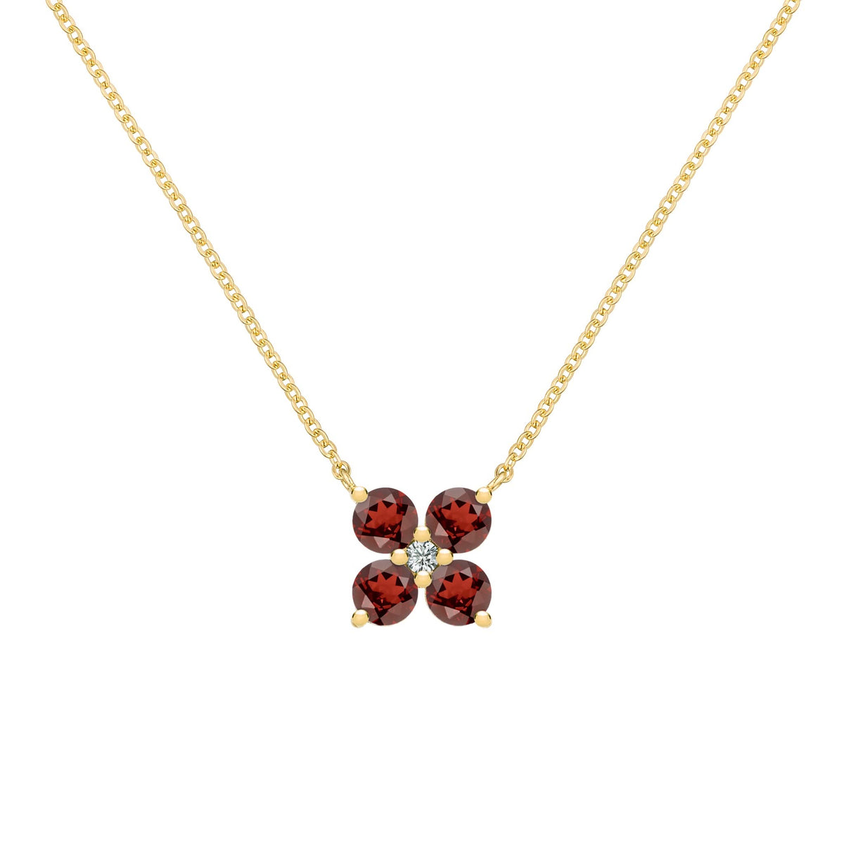 The Vault: Greenwich 4 Garnet & Diamond Necklace, Yellow Gold Size Medium