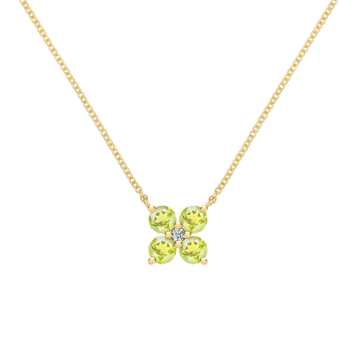The Vault: Greenwich 4 Peridot & Diamond Necklace, Yellow Gold Size Large