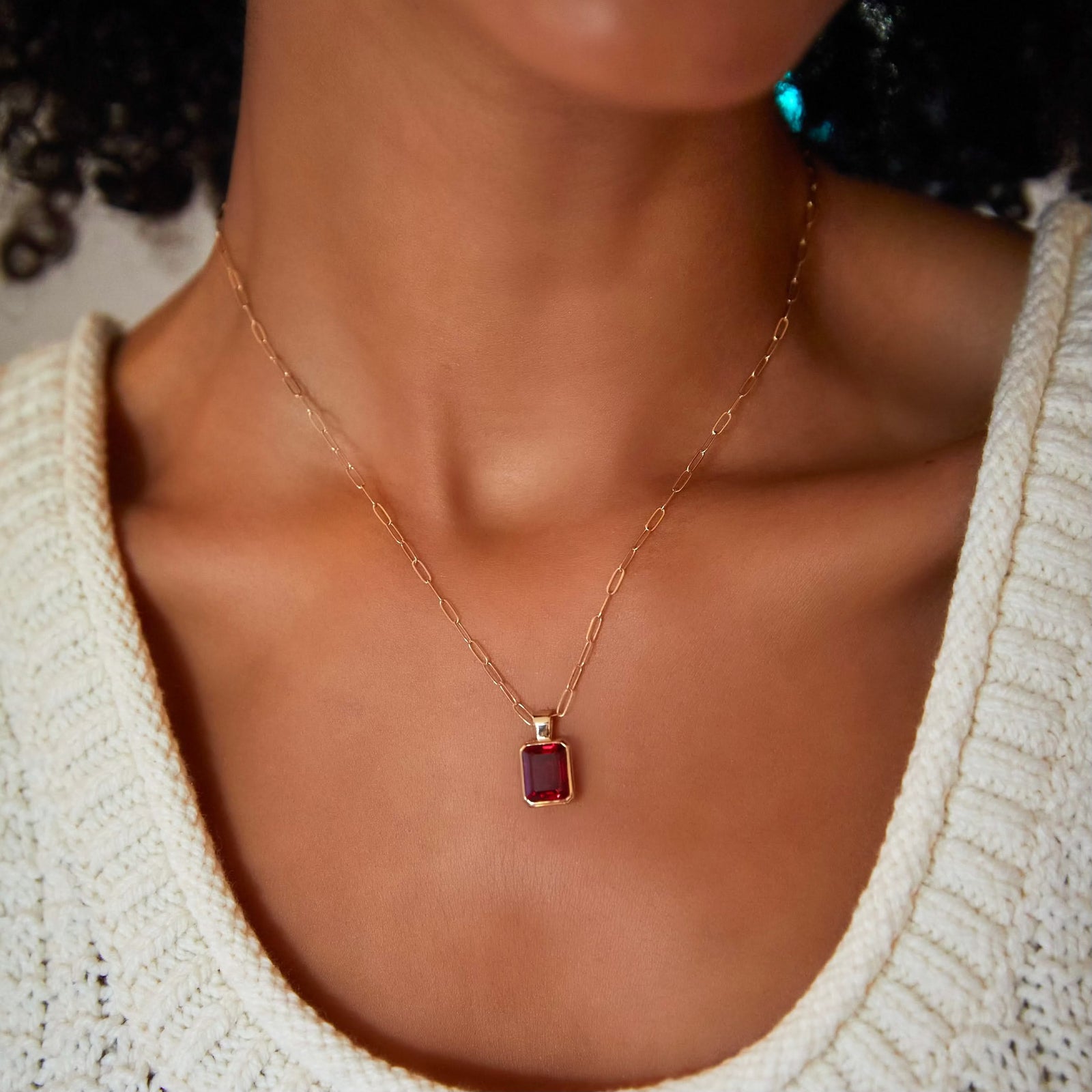Warren Ruby Pendant in 14k Gold (July)