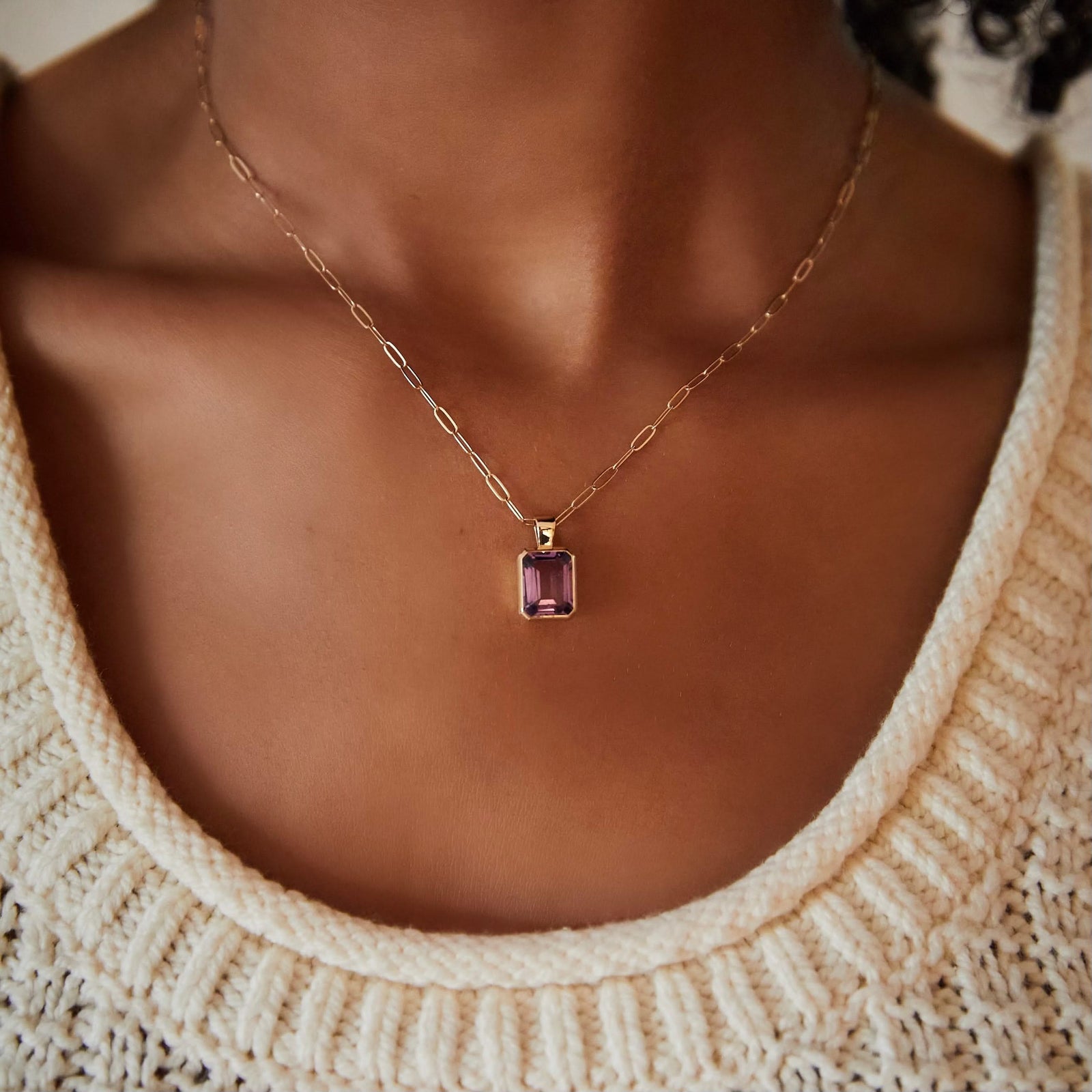 Warren Amethyst Pendant in 14k Gold (February)