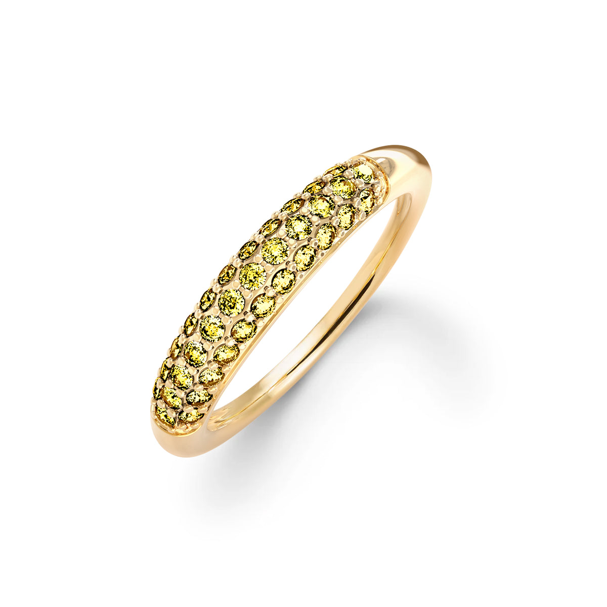 Adelaide Pavé Canary Diamond Ring in 14k Gold