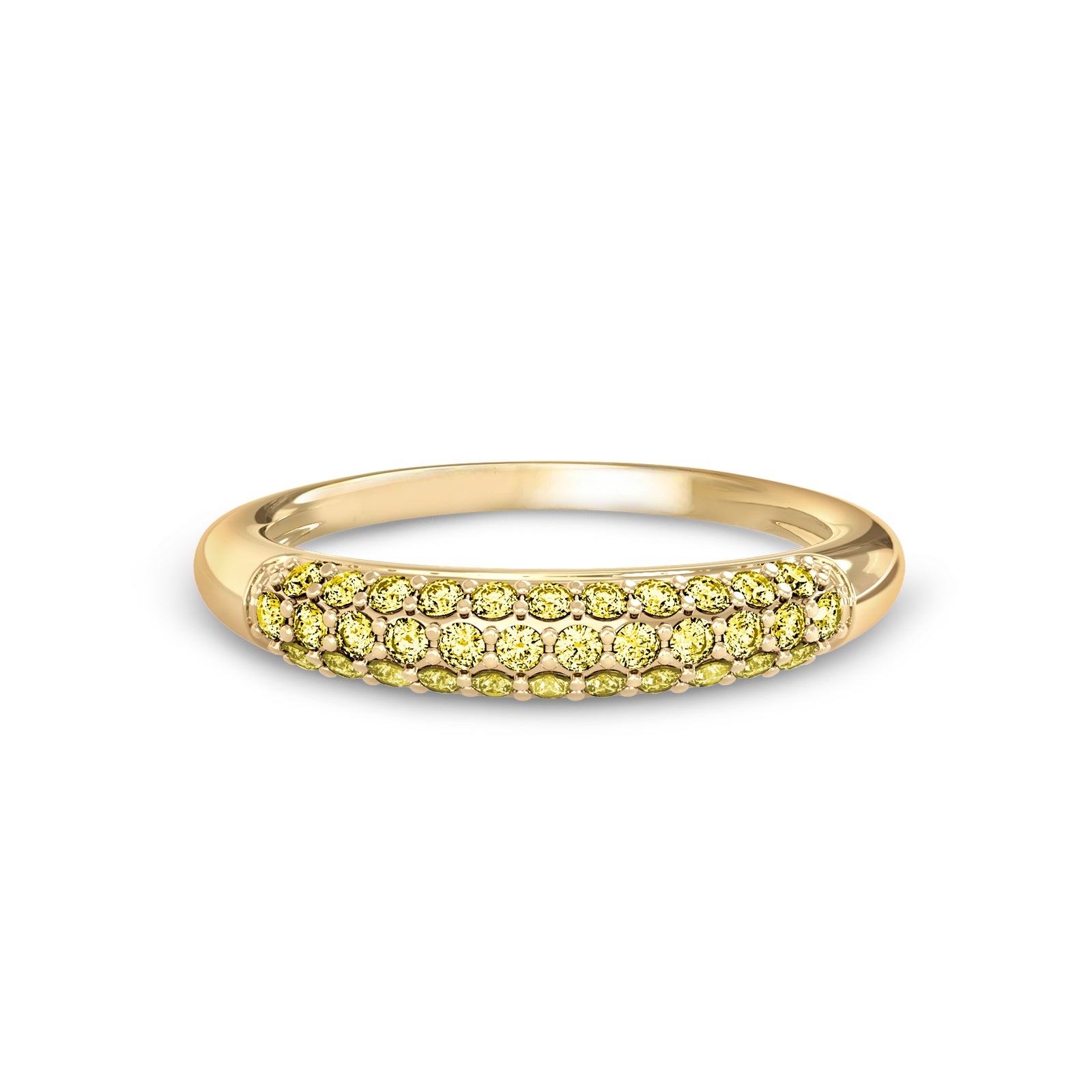 Adelaide Pavé Canary Diamond Ring in 14k Gold