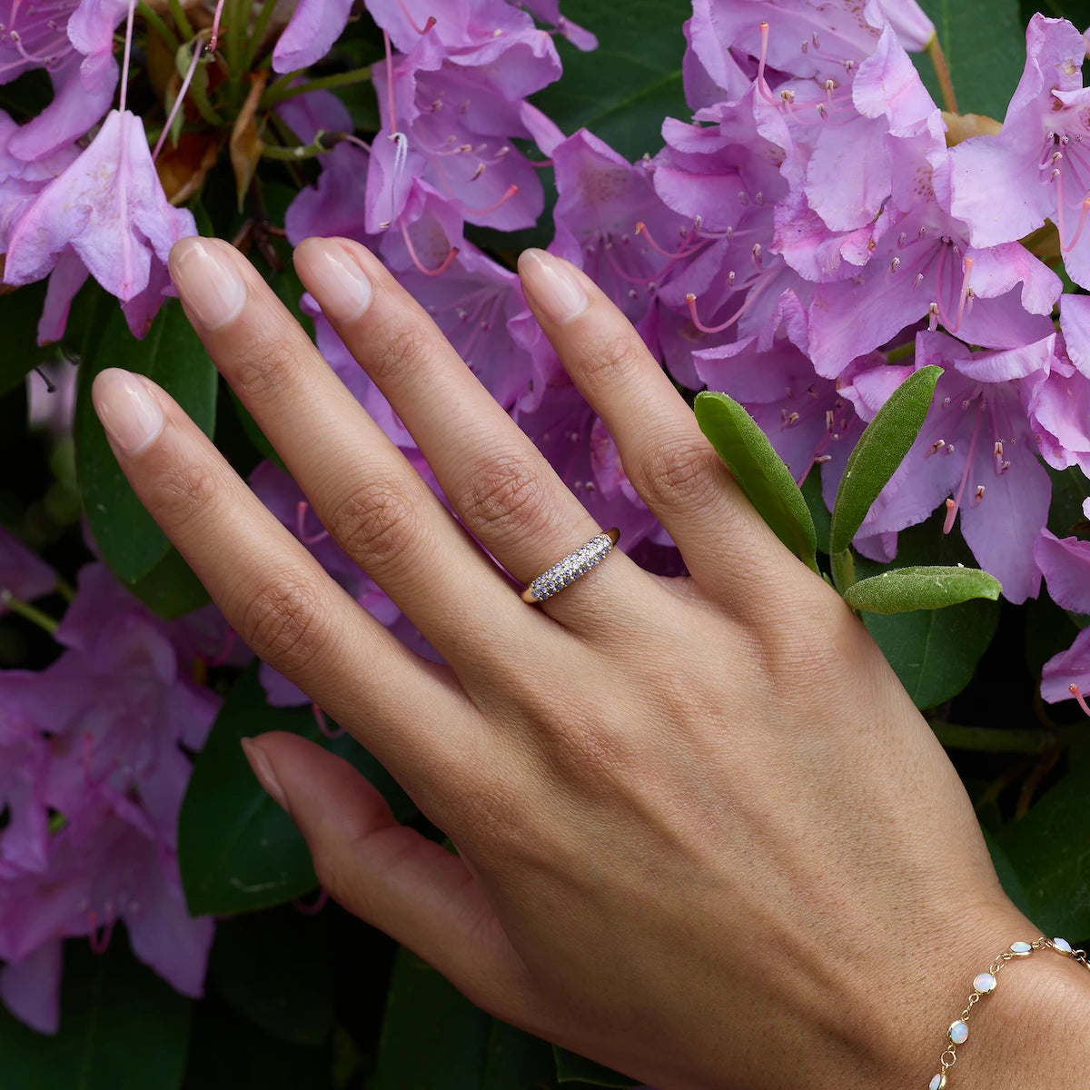 Adelaide Pavé Lavender Sapphire Ring in 14k Gold (February)