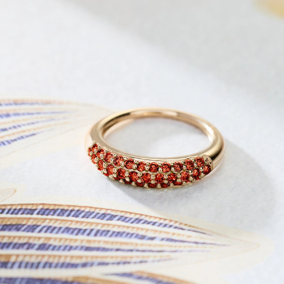 Adelaide Pavé Crimson Diamond Ring in 14k Gold (January)