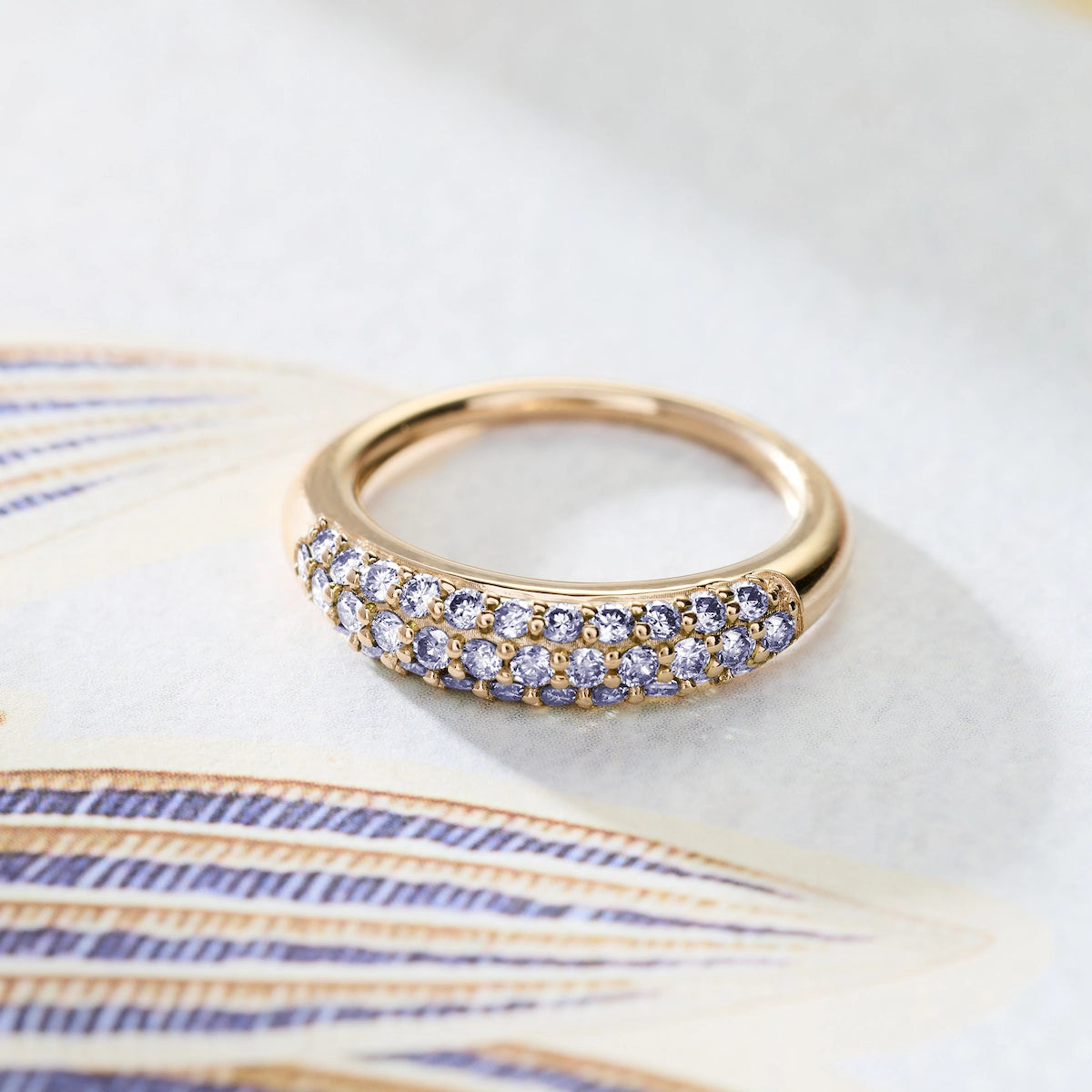 Adelaide Pavé Lavender Sapphire Ring in 14k Gold (February)