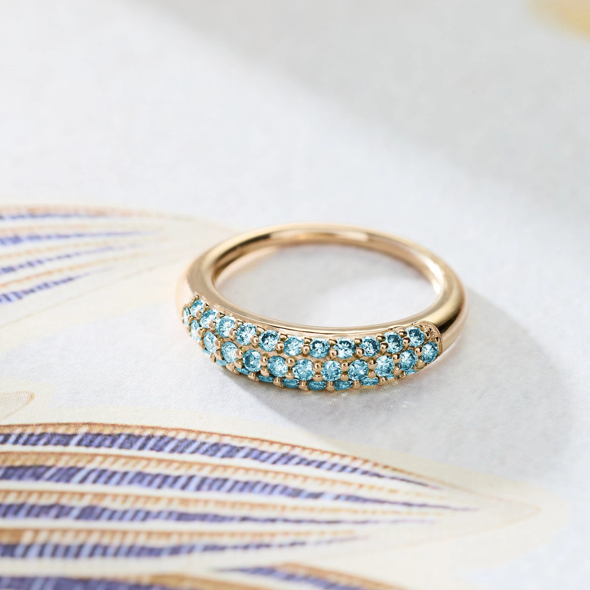 Adelaide Pavé Glacier Diamond Ring in 14k Gold (March)