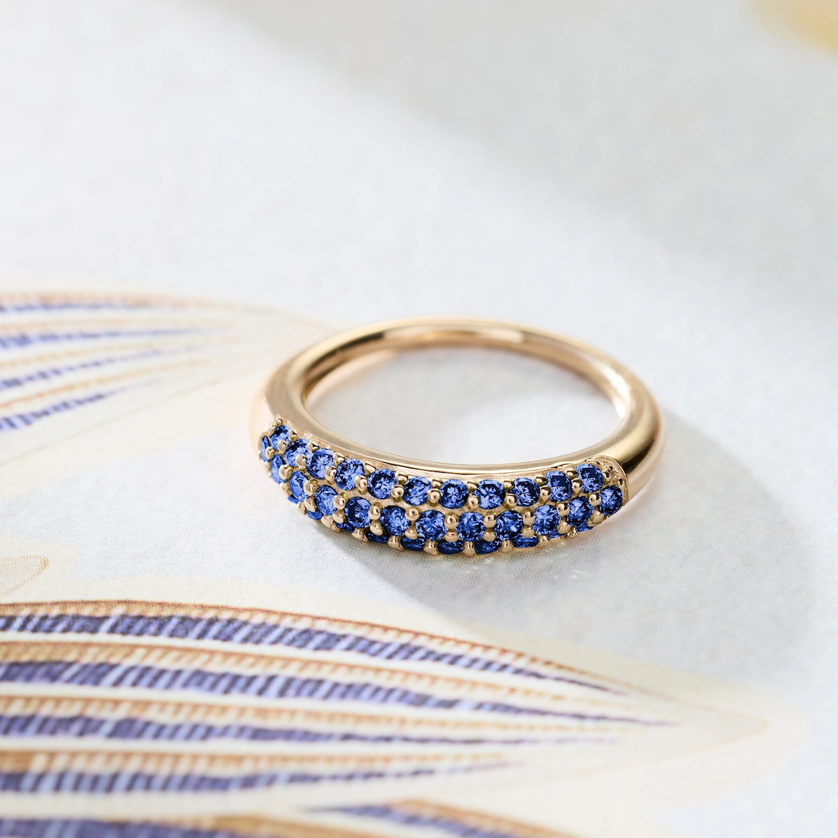 Adelaide Pavé Sapphire Ring in 14k Gold (September)