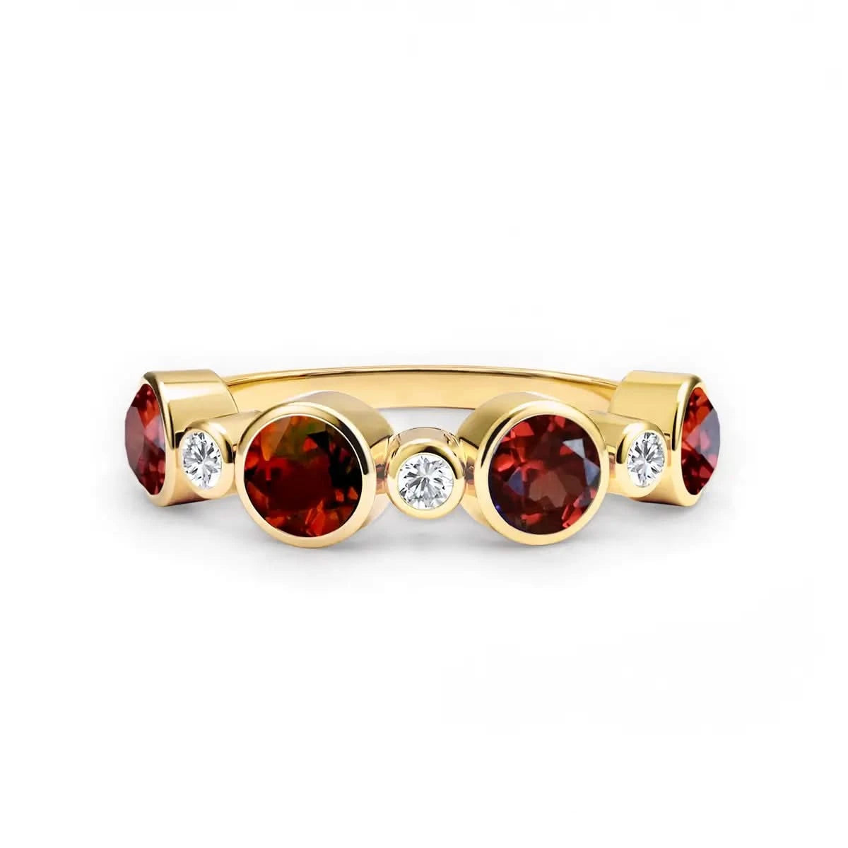 Barrington Garnet Band Ring with Diamonds in 14k Gold (January)
