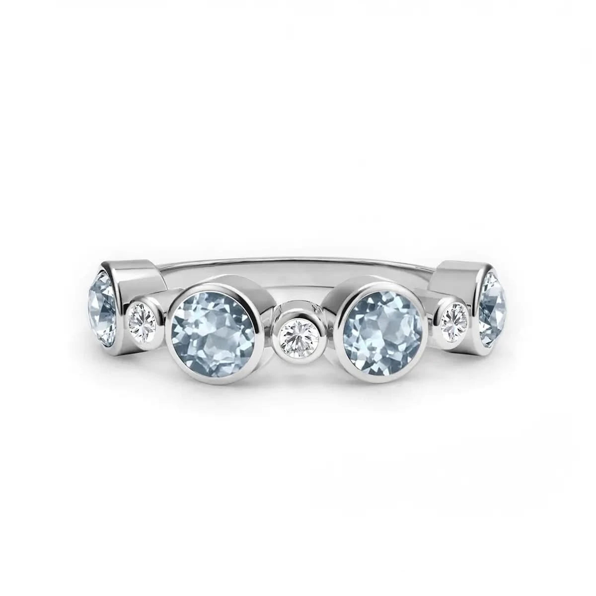 Barrington Aquamarine Band Ring with Diamonds in 14k Gold (March)