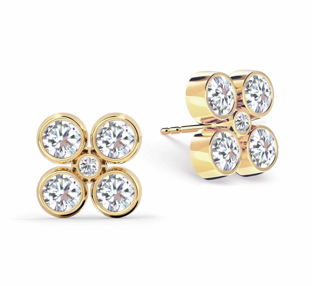Barrington Quatrefoil Birthstone Earrings in 14k Gold