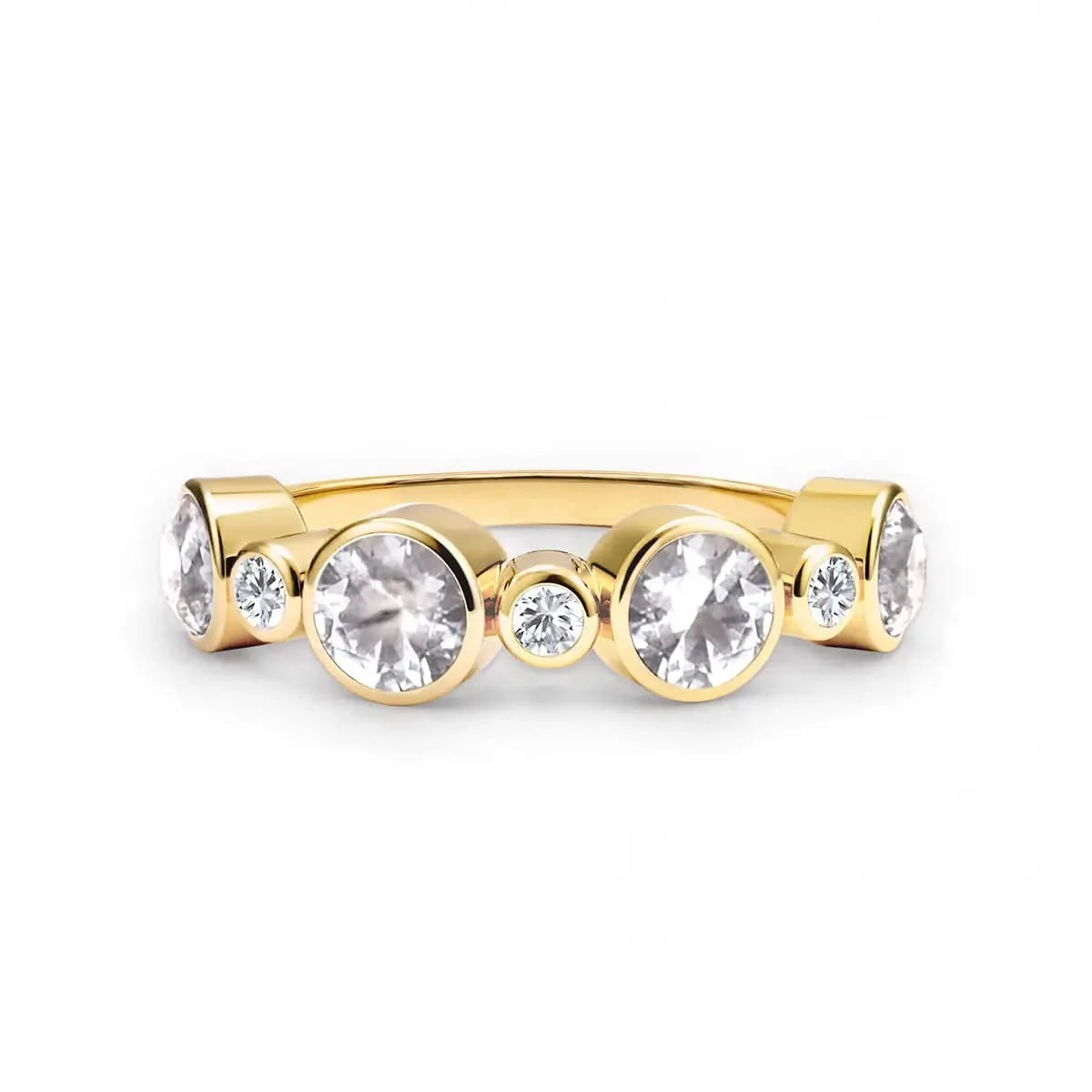 Barrington White Topaz Band Ring with Diamonds in 14k Gold (April)