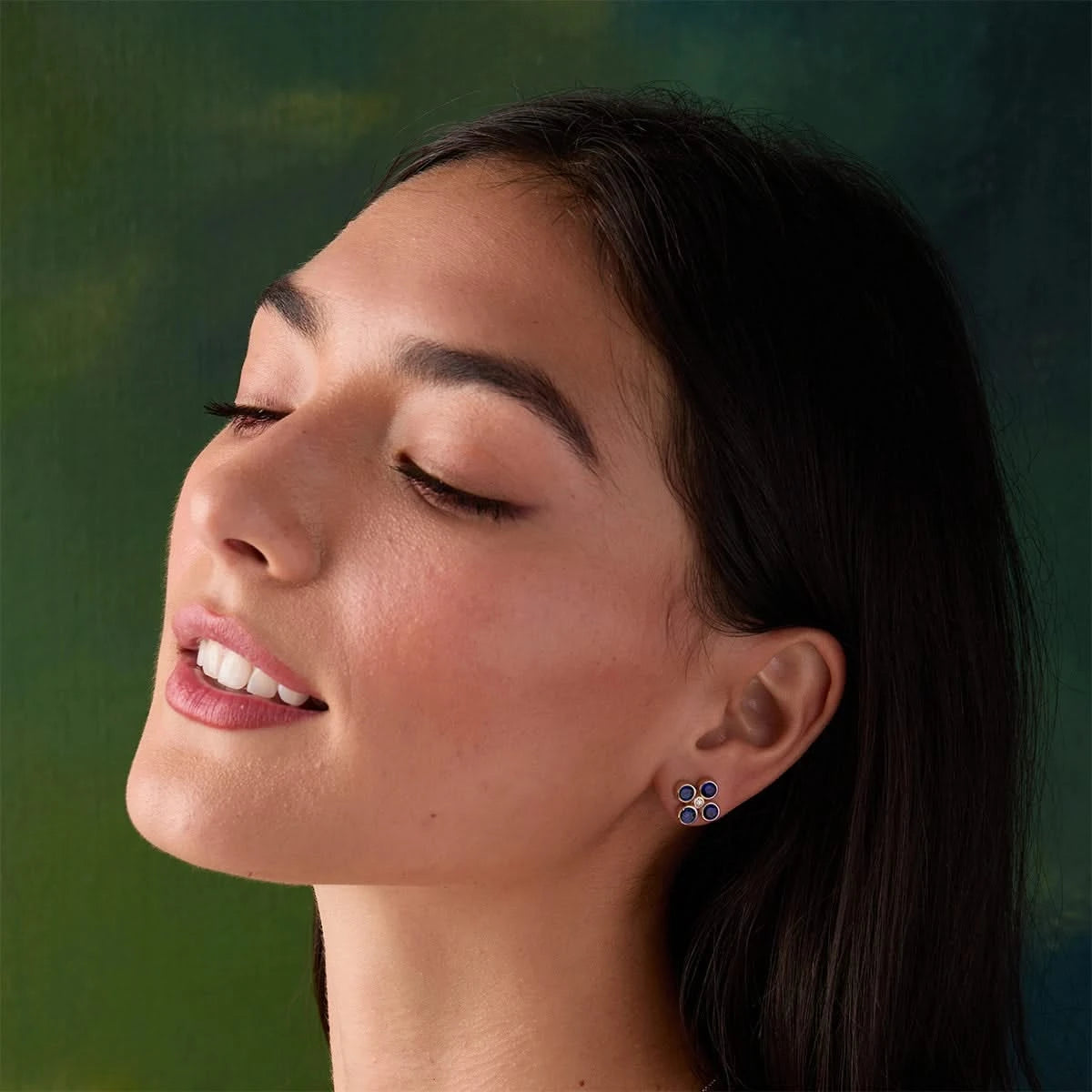 Barrington Quatrefoil Sapphire & Diamond Earrings in 14k Gold (September)