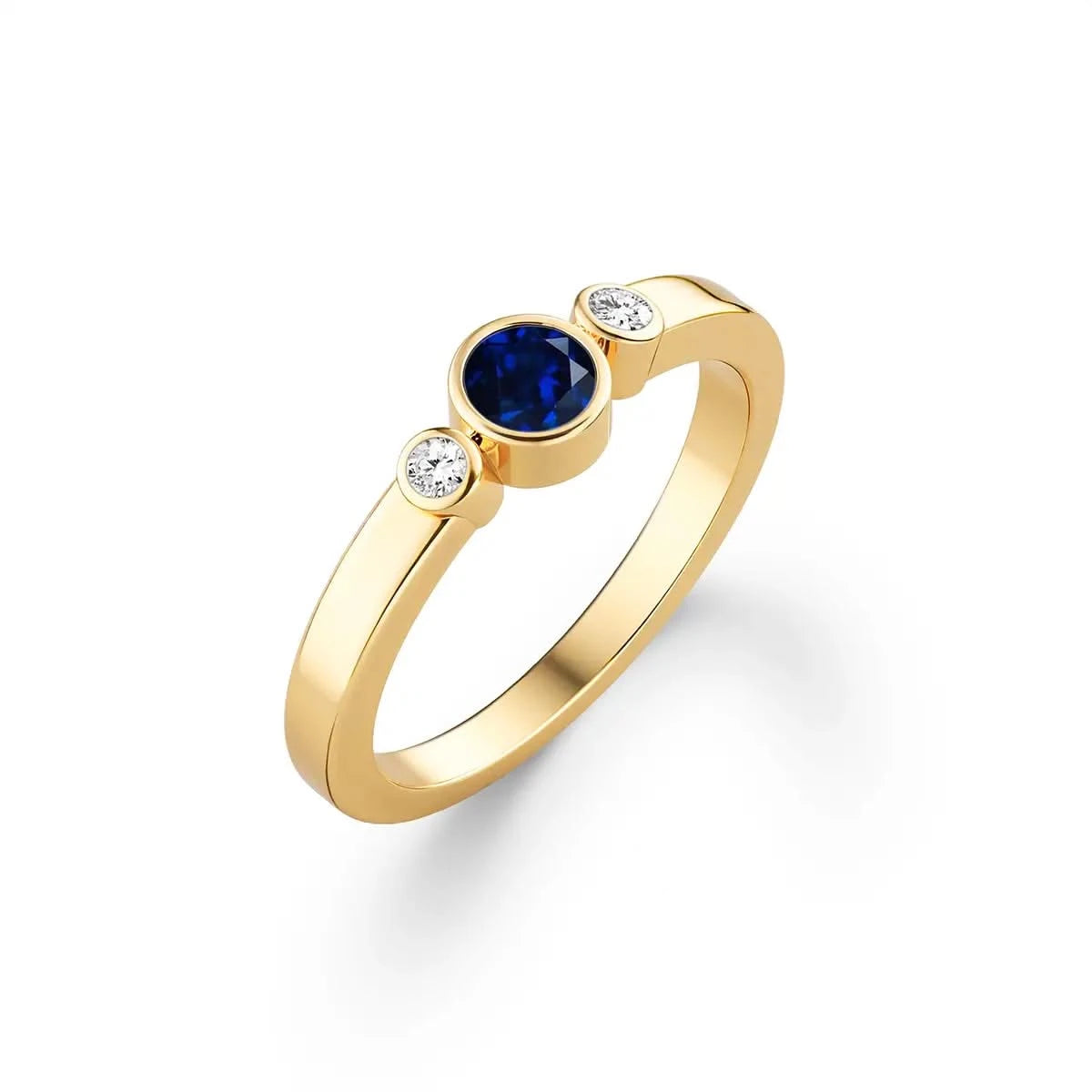 Barrington Sapphire Ring with Diamond Side Stones in 14k Gold (September)