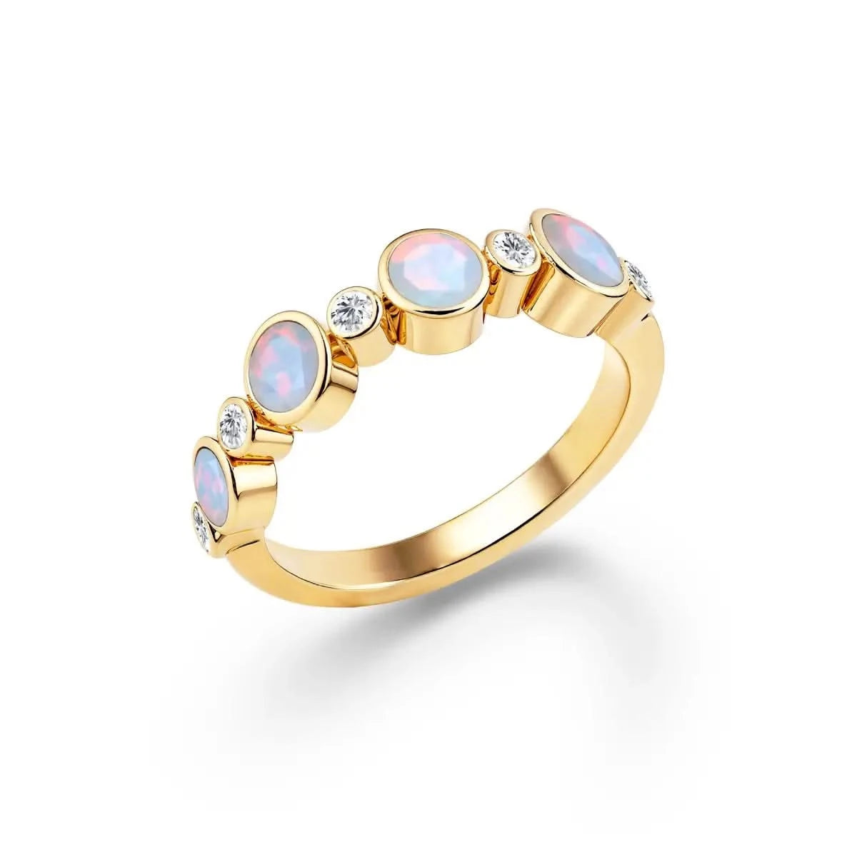 Barrington Opal Band Ring with Diamonds in 14k Gold (October)
