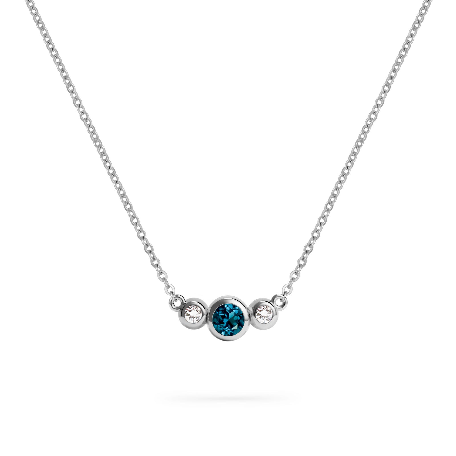 Barrington Atlantic Blue Topaz Necklace with Diamond Side Stones (December)