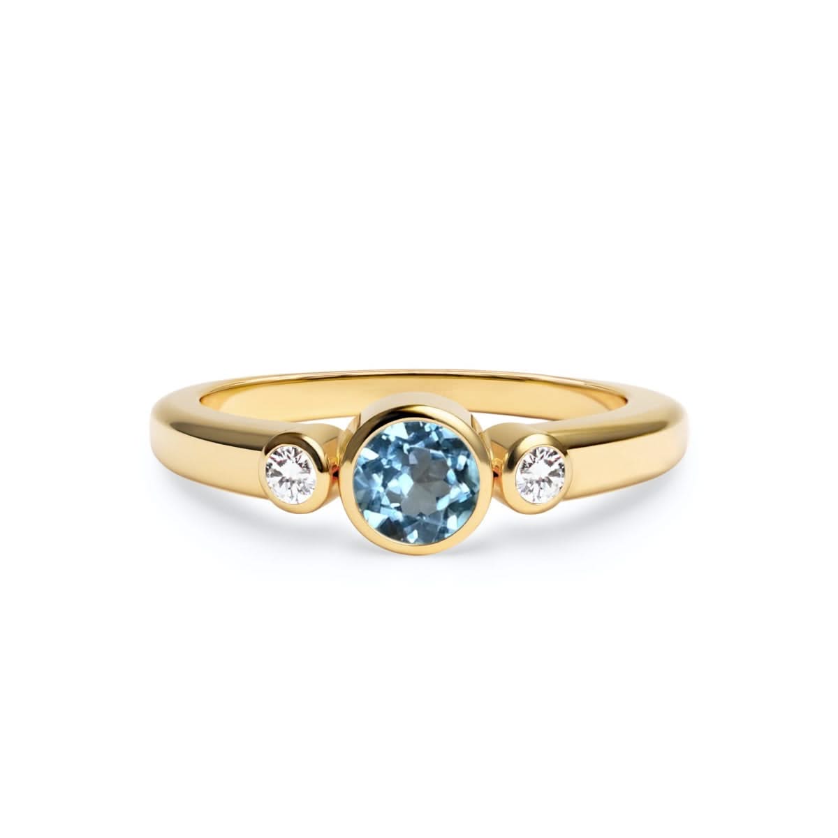 Barrington Nantucket Blue Topaz Ring with Diamond Side Stones in 14k Gold (December)