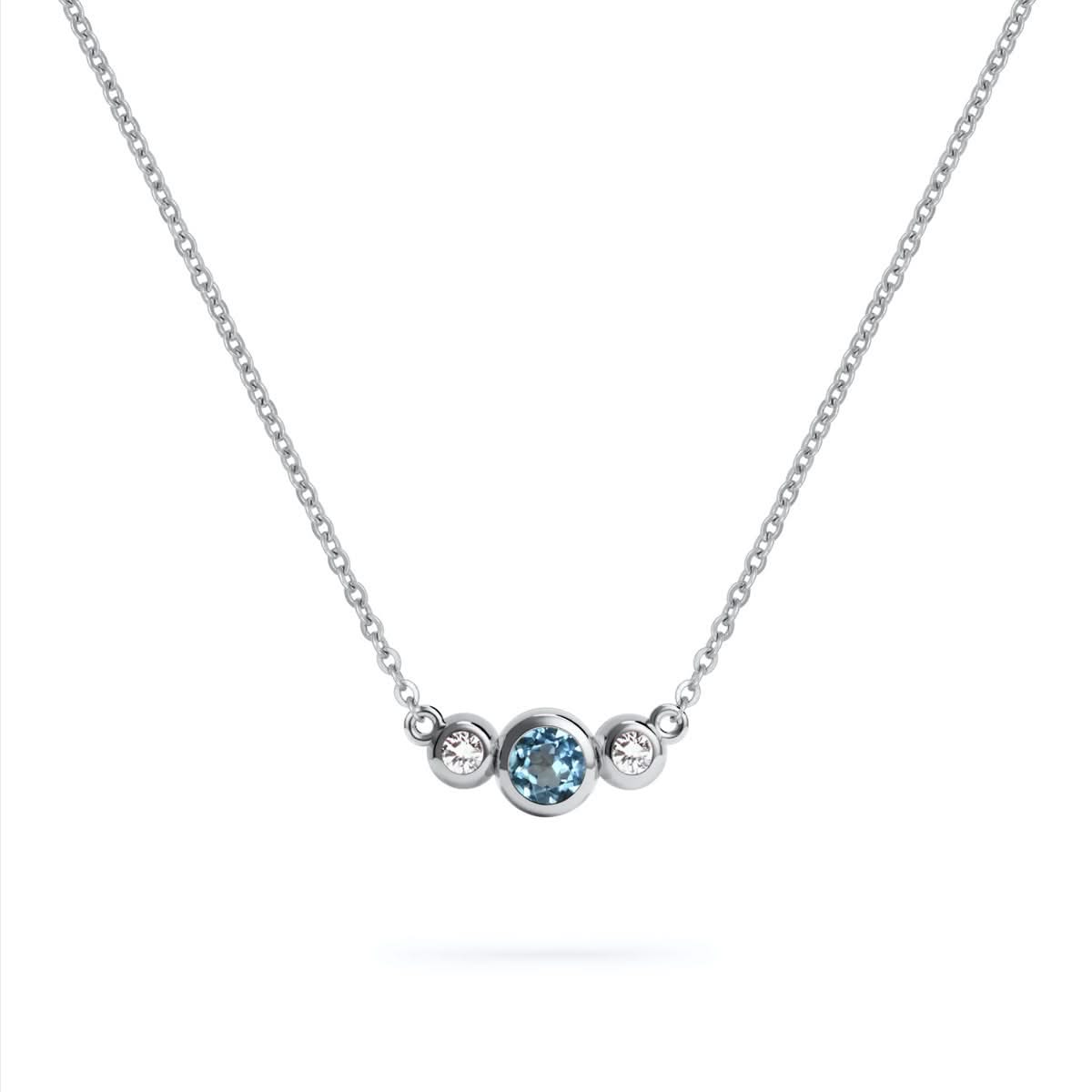 Barrington Nantucket Blue Topaz Necklace with Diamond Side Stones (December)