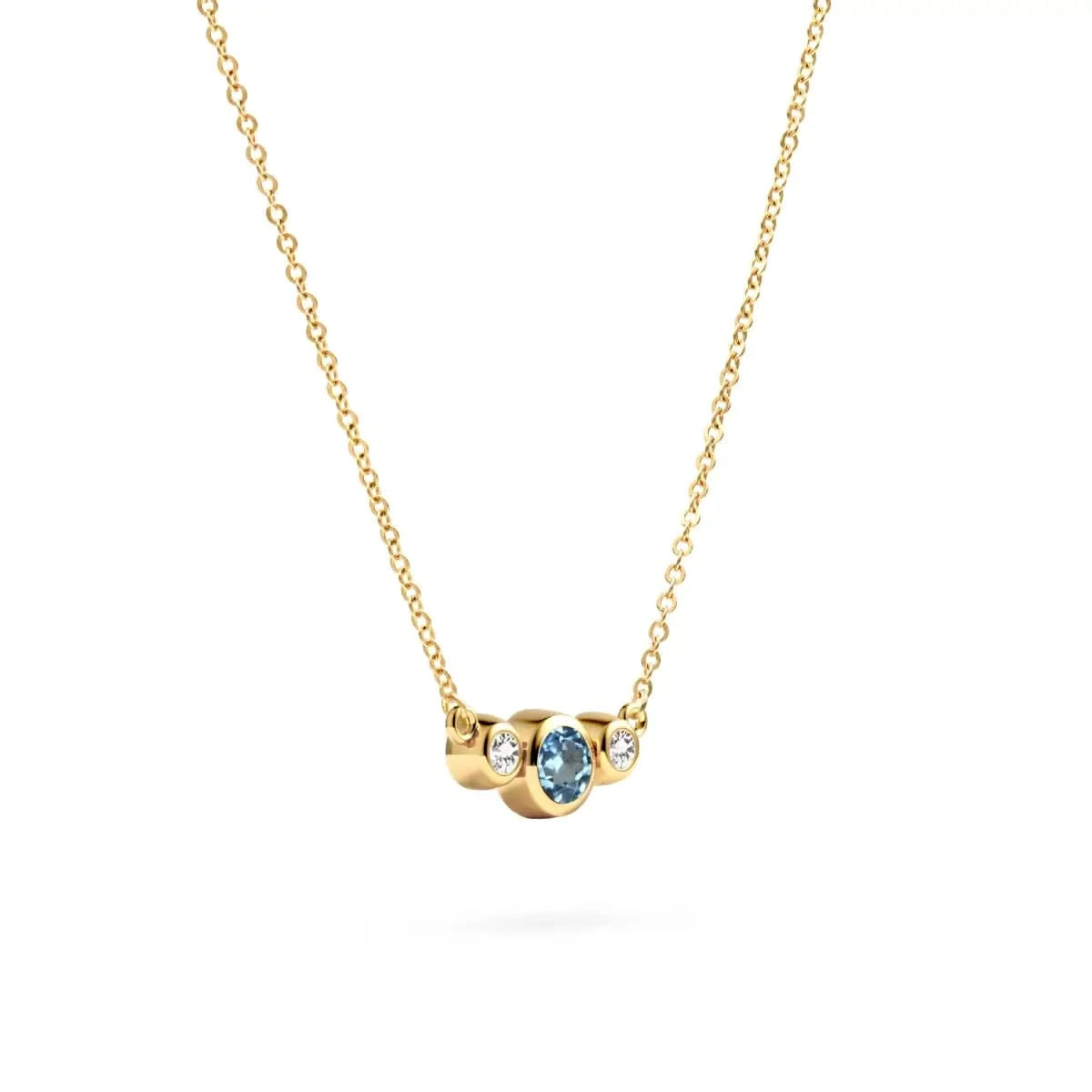 Barrington Nantucket Blue Topaz Necklace with Diamond Side Stones (December)
