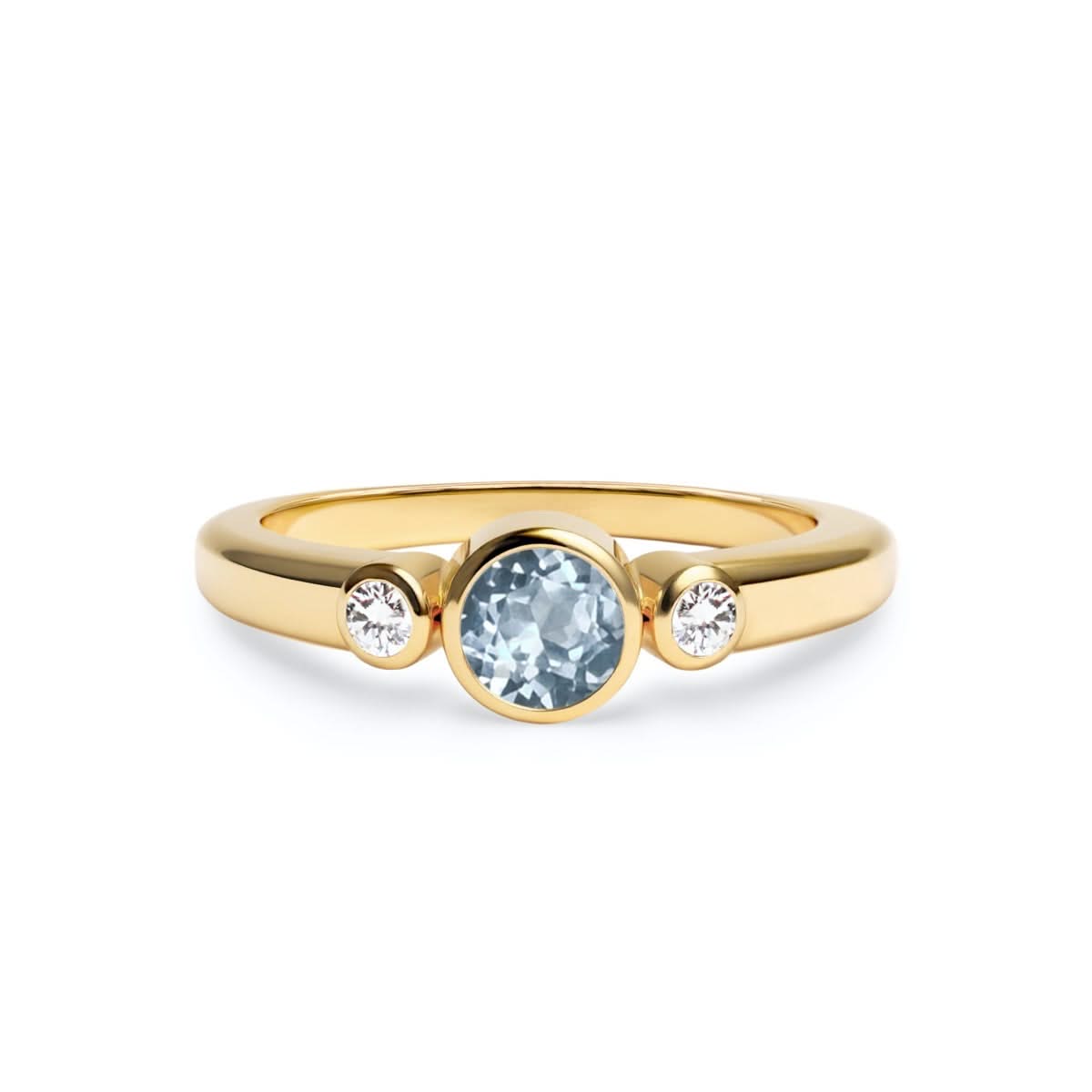 Barrington Aquamarine Ring with Diamond Side Stones in 14k Gold (March)