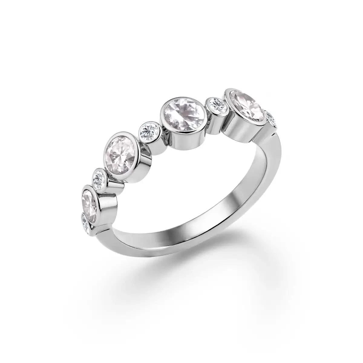 Barrington White Topaz Band Ring with Diamonds in 14k Gold (April)