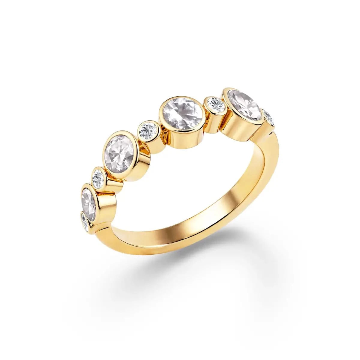 Barrington White Topaz Band Ring with Diamonds in 14k Gold (April)