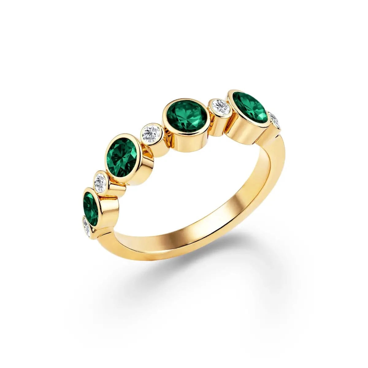 Barrington Emerald Band Ring with Diamonds in 14k Gold (May)