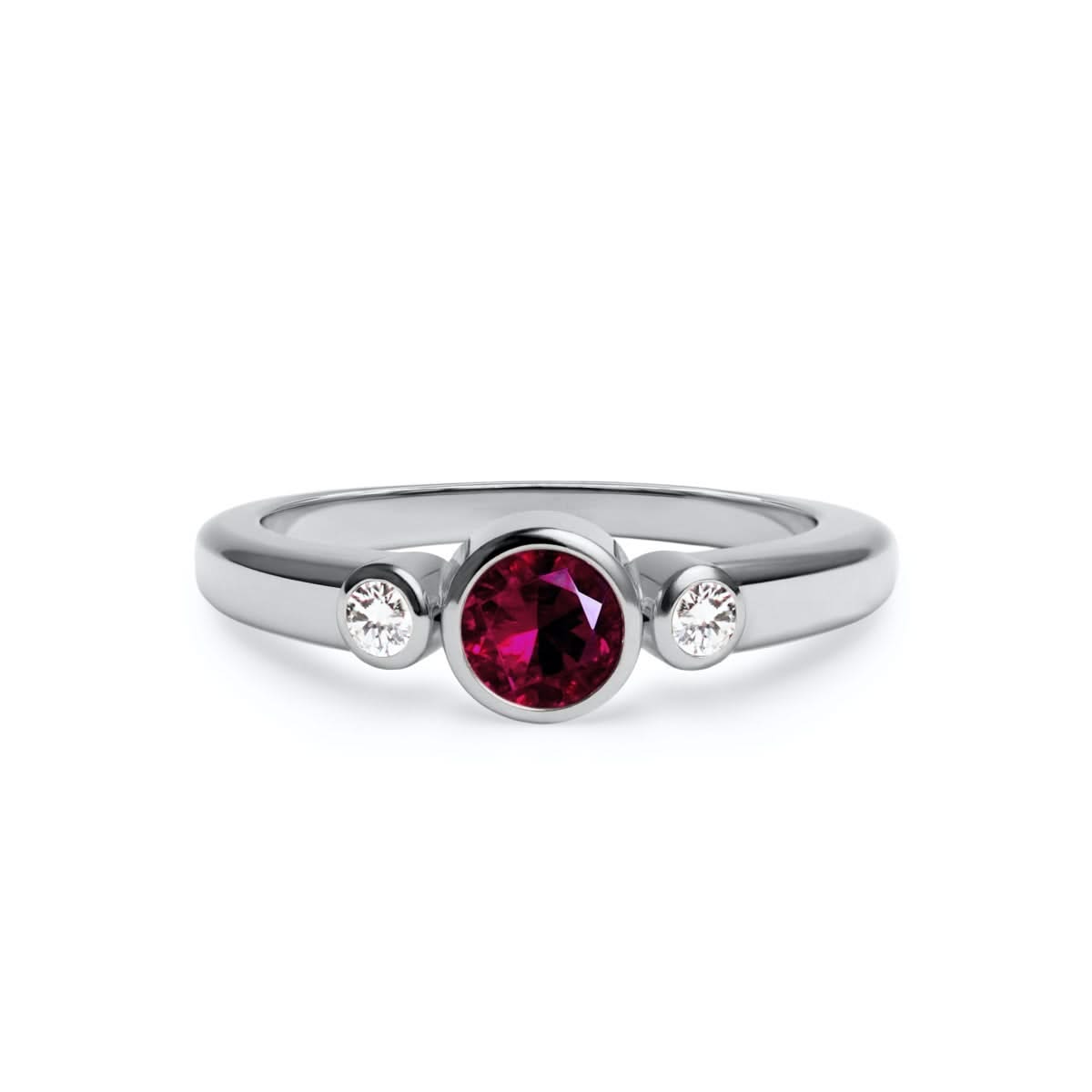 Barrington Ruby Ring with Diamond Side Stones in 14k Gold (July)